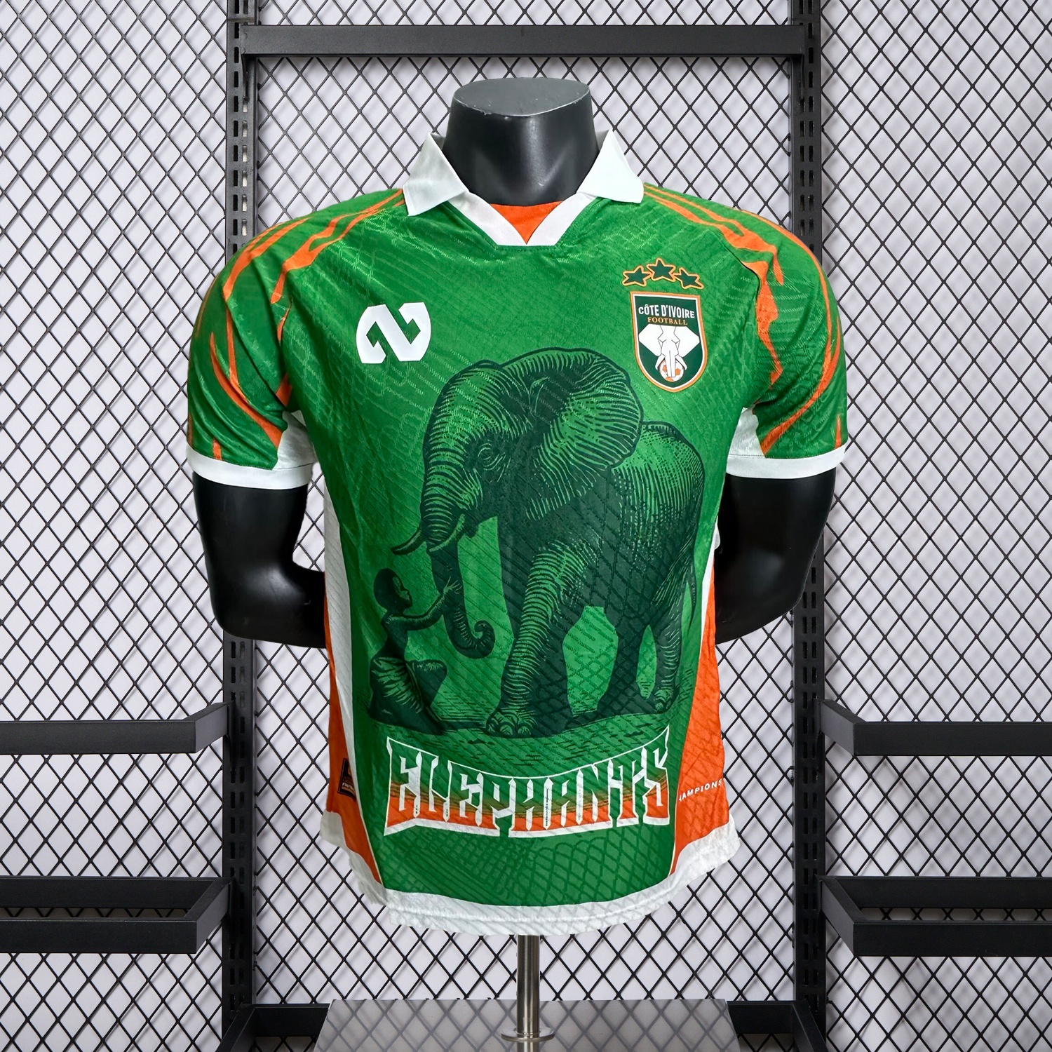 Ivory Coast 25-26 Elephant And Kid Green Jersey - Player Version - UnitedFutballJersey