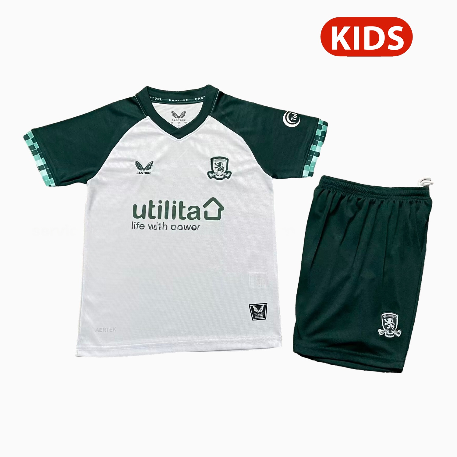 Middlesbrough 25-26 Third White And Green Kids Kit - UnitedFutballJersey
