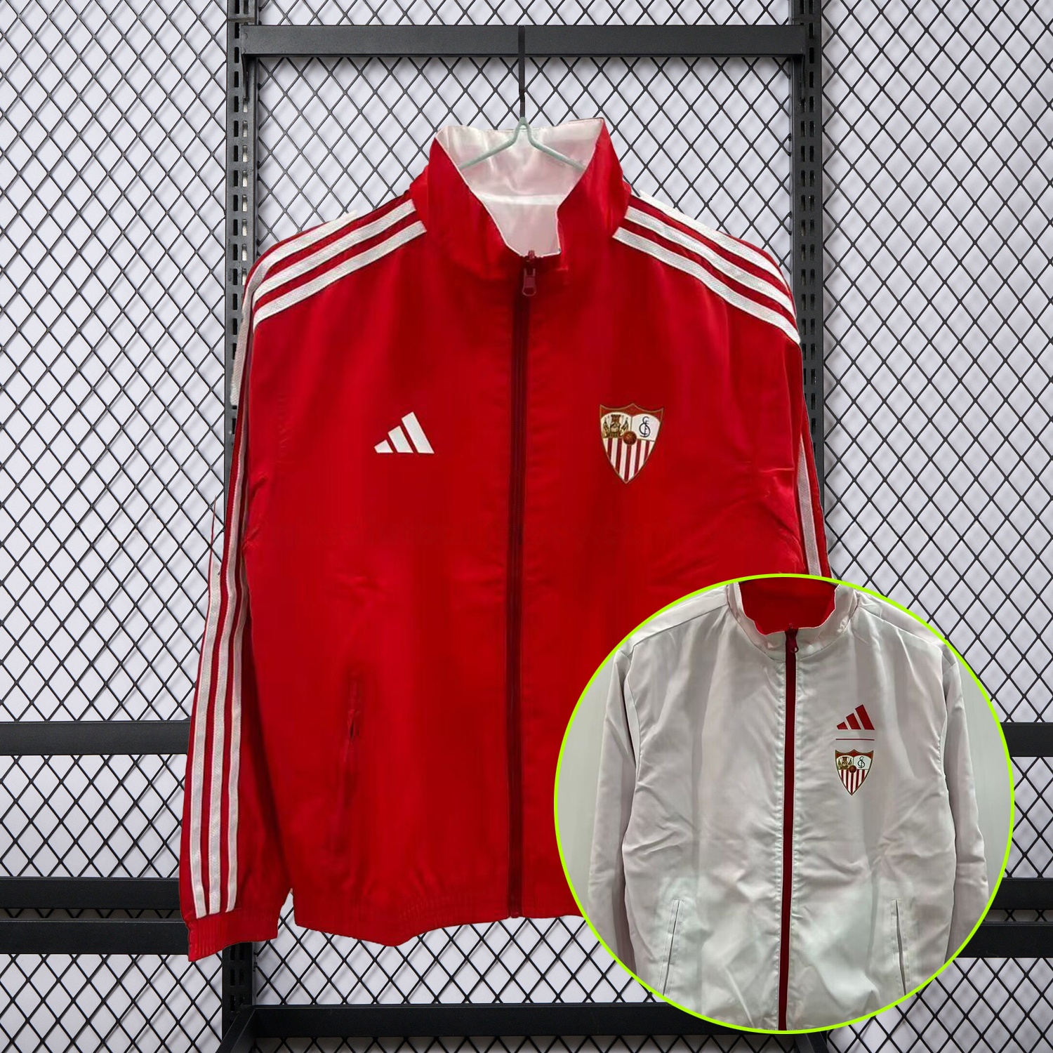 Sevilla 25-26 Double Sided Reversible Windbreaker - Red & White - UnitedFutballJersey