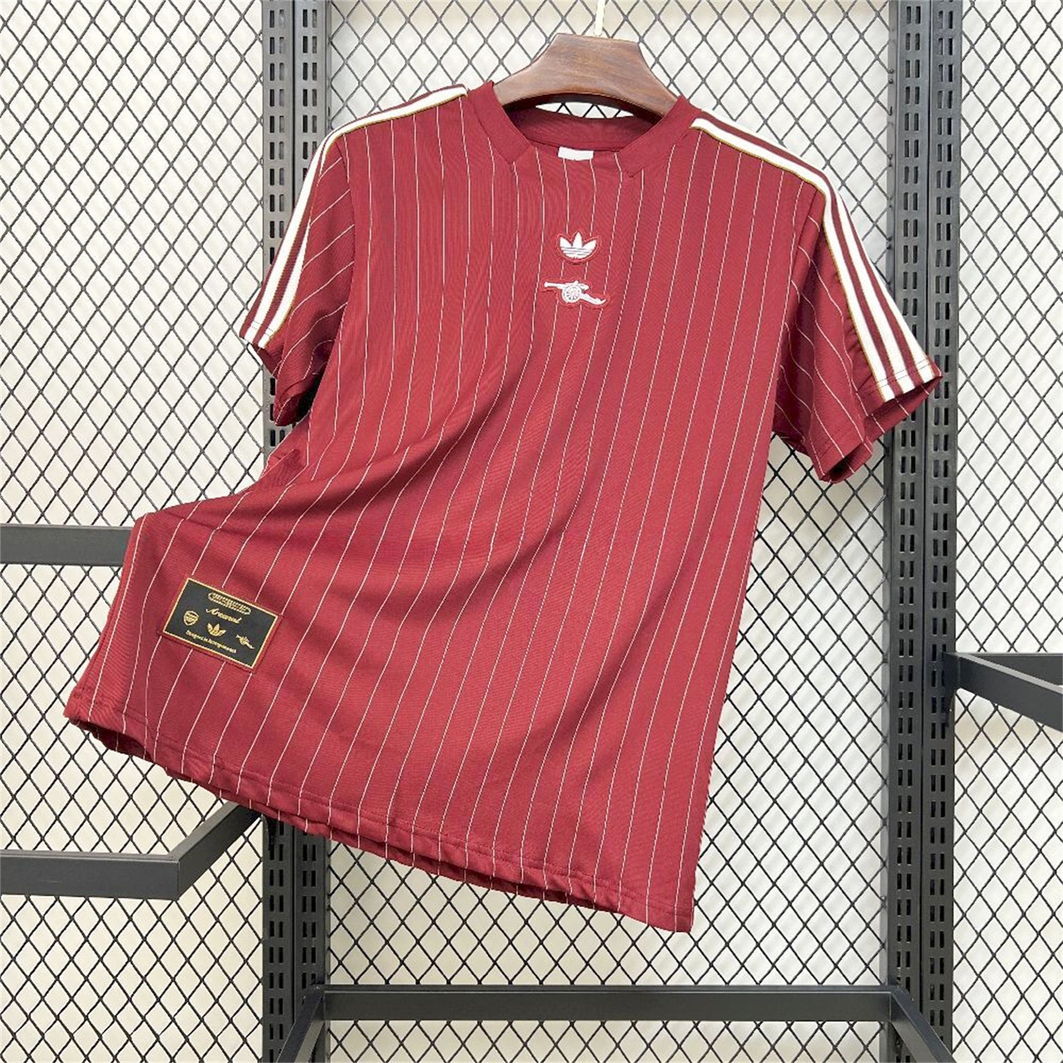 Arsenal 25-26 Trefoil White Lines Red Travel Jersey - Fans Version - UnitedFutballJersey