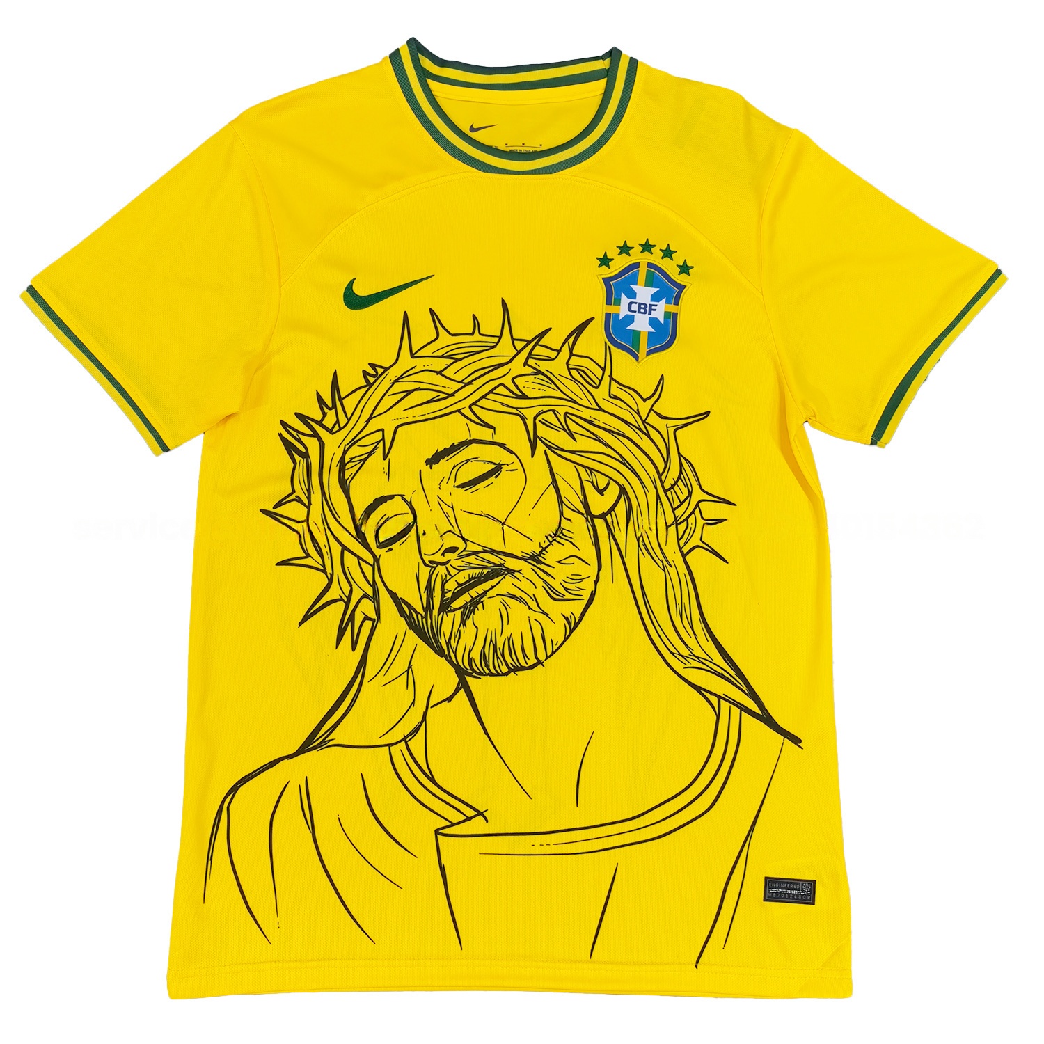 Brazil 25-26 Jesus And Angel Cross Yellow Jersey - Fans Version - UnitedFutballJersey