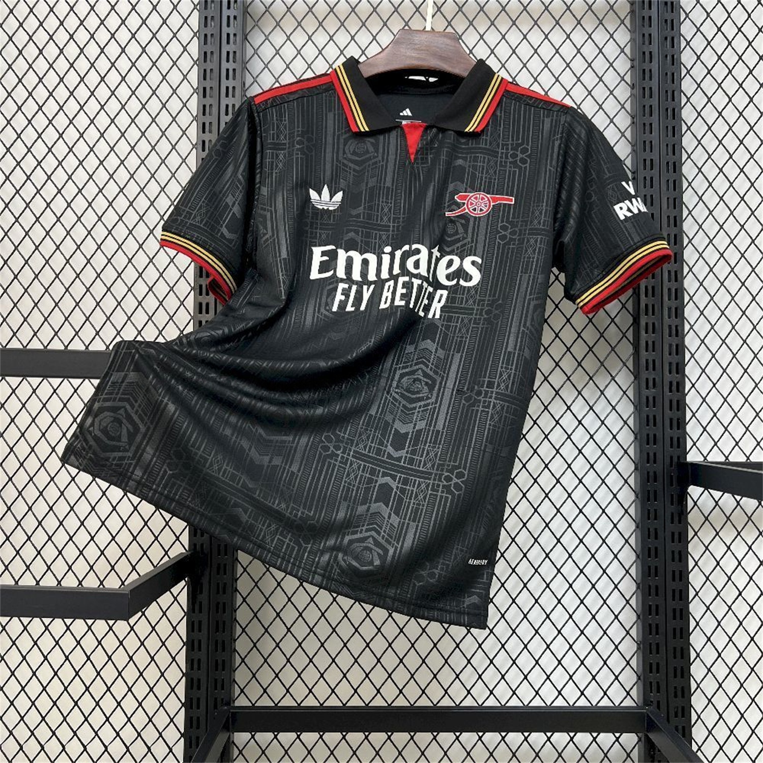 Arsenal 25-26 Black POLO Throwback Trefoil Jersey - Fans Version - UnitedFutballJersey
