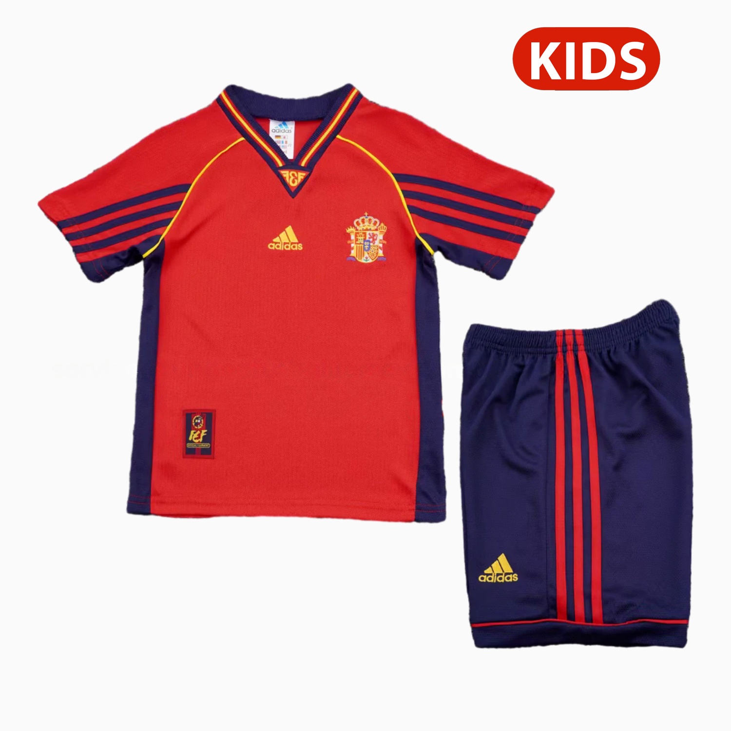 Retro Spain 1998-99 Home Kids Kit - UnitedFutballJersey
