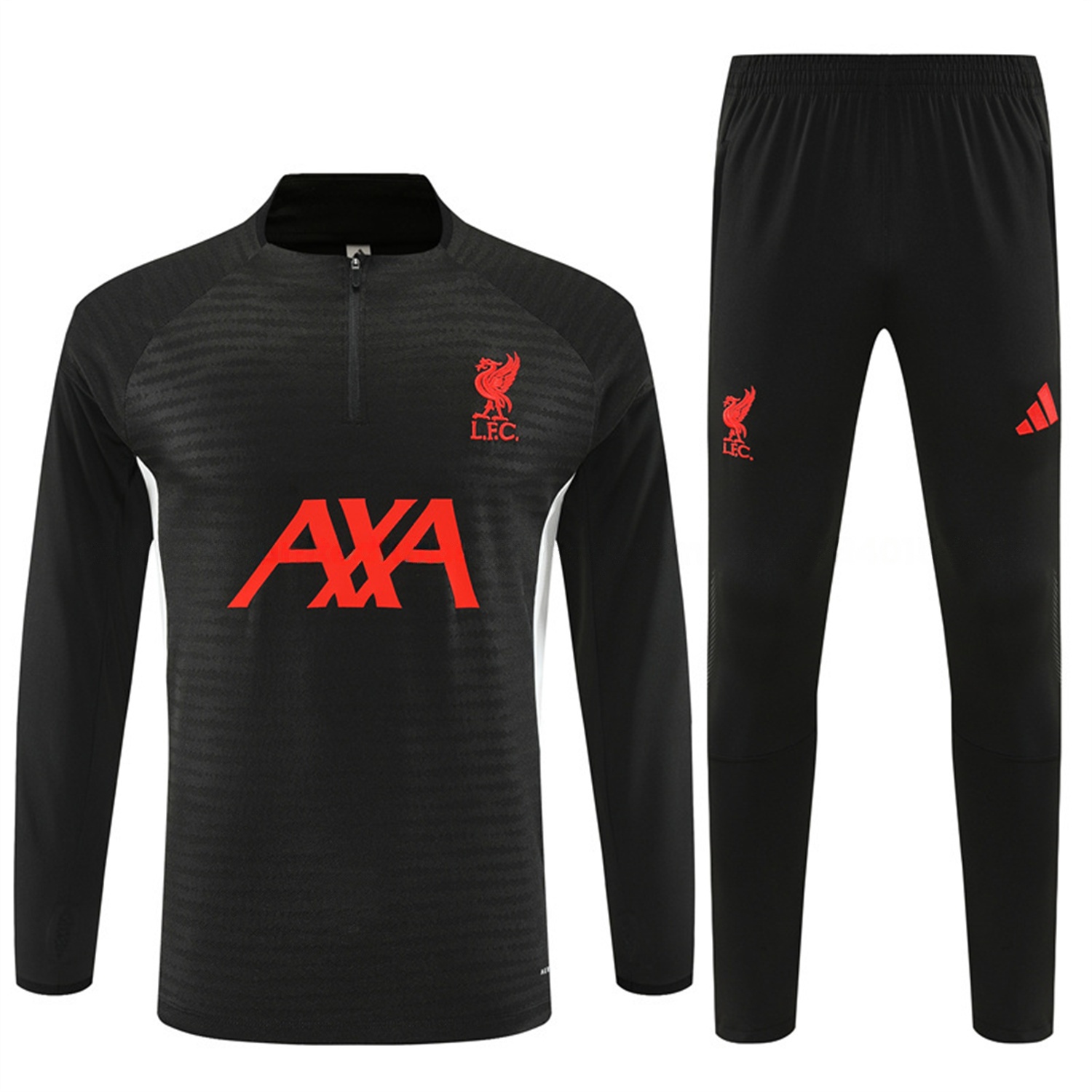 Liver.pool 25-26 Kids Long Sleeve Training Set - Player Version - Black Top & Black Pants - UnitedFutballJersey