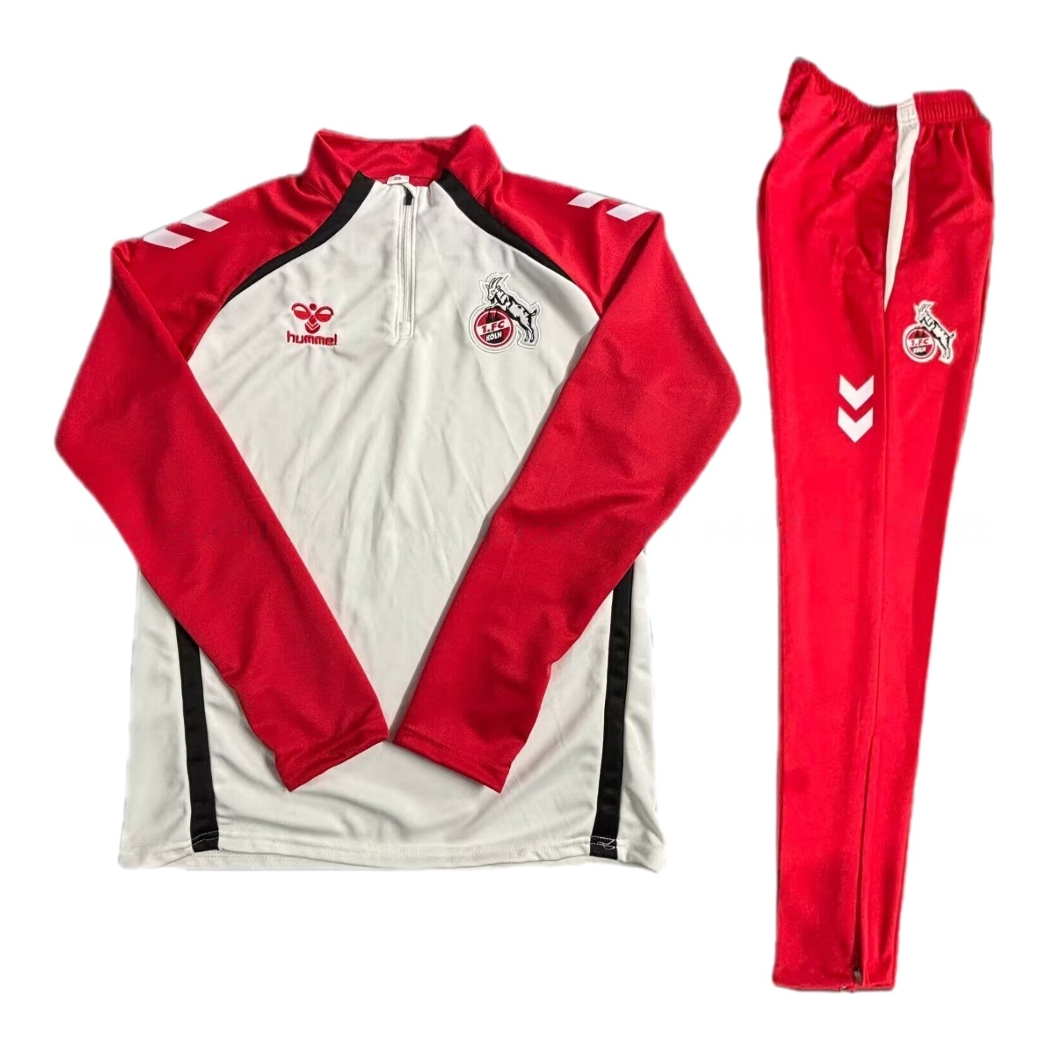 Köln 25-26 Long Sleeve Training Set - White Red Top & Red Pants - UnitedFutballJersey