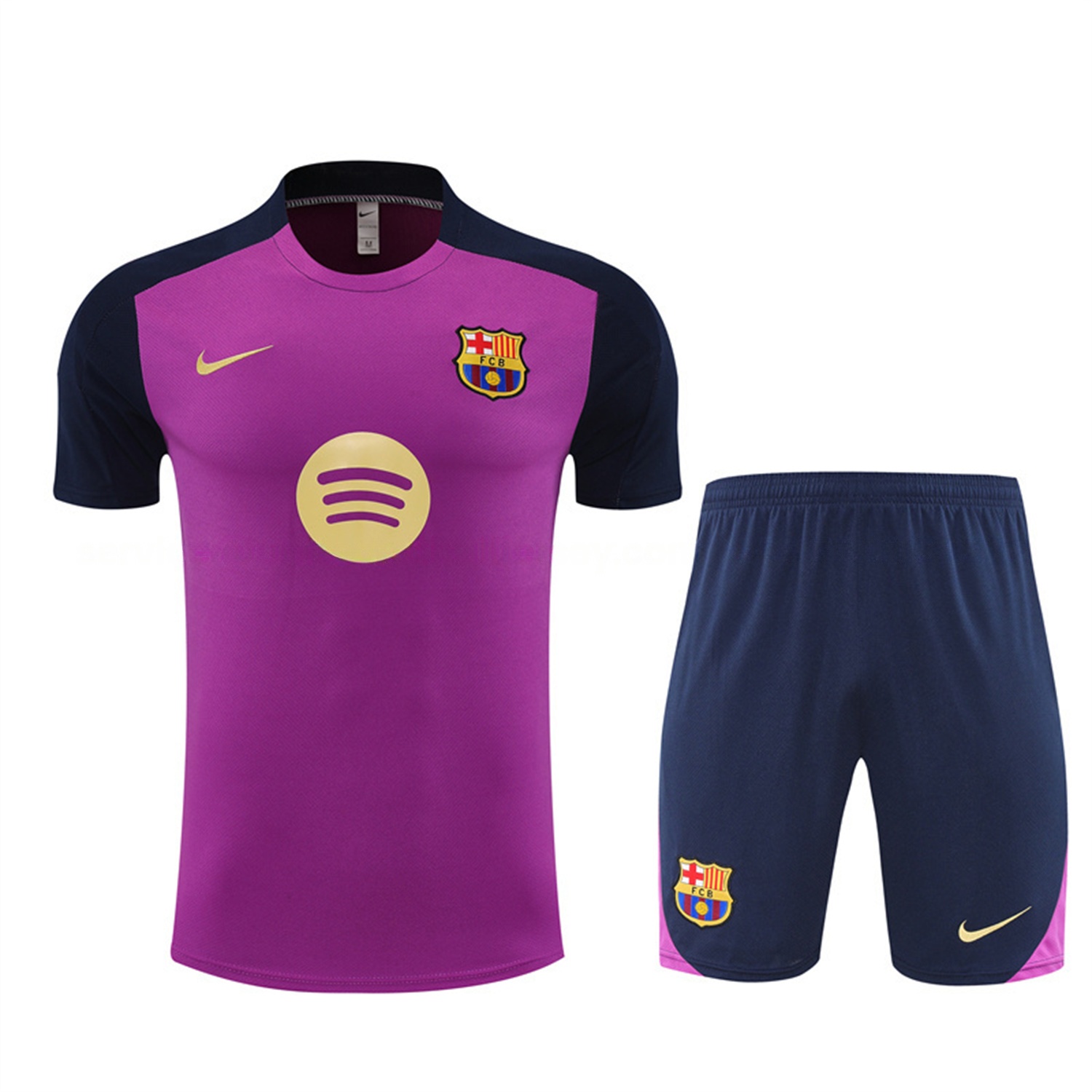 Barcelona 25-26 Short-Sleeve Training Set - Purple Top & Deep Blue Shorts - UnitedFutballJersey