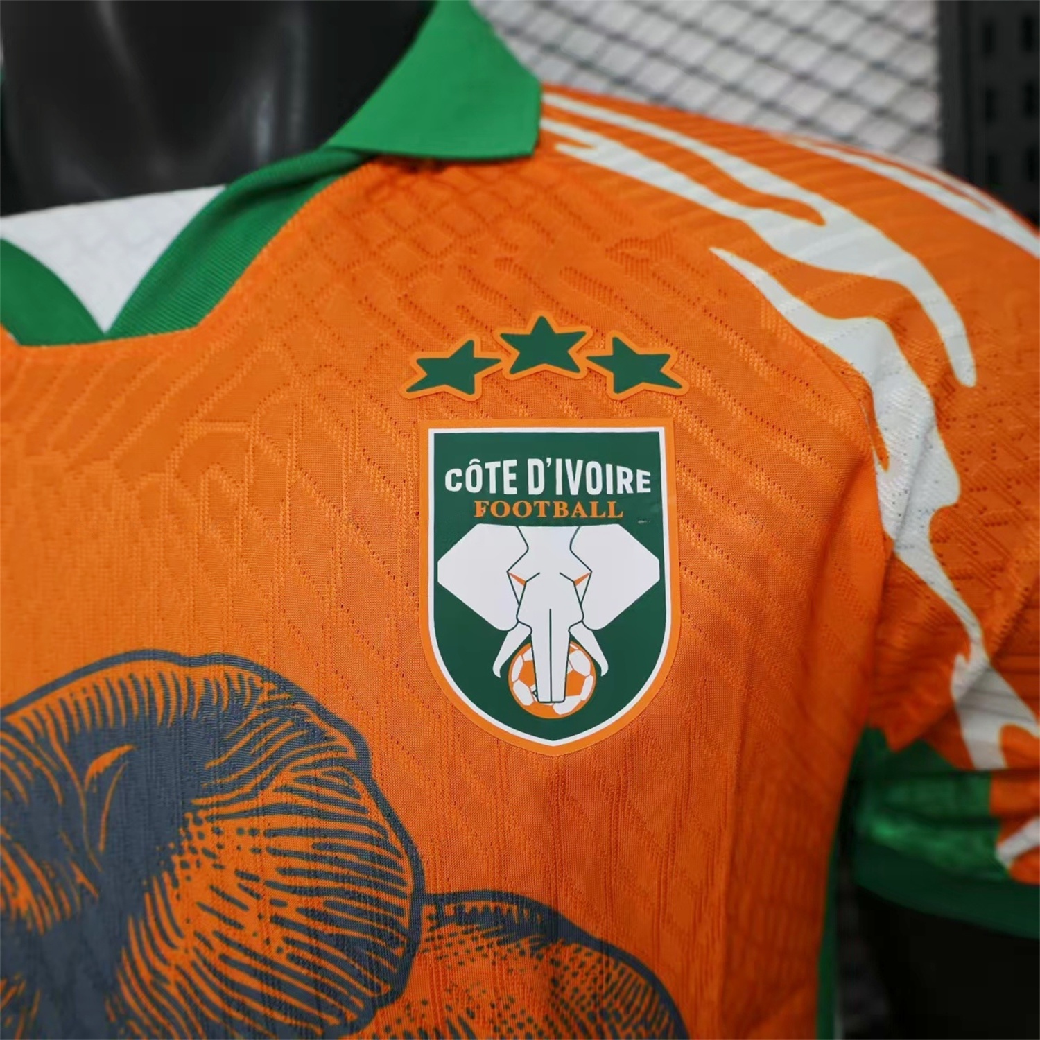 Ivory Coast 25-26 Elephant And Kid Orange Jersey - Player Version - UnitedFutballJersey