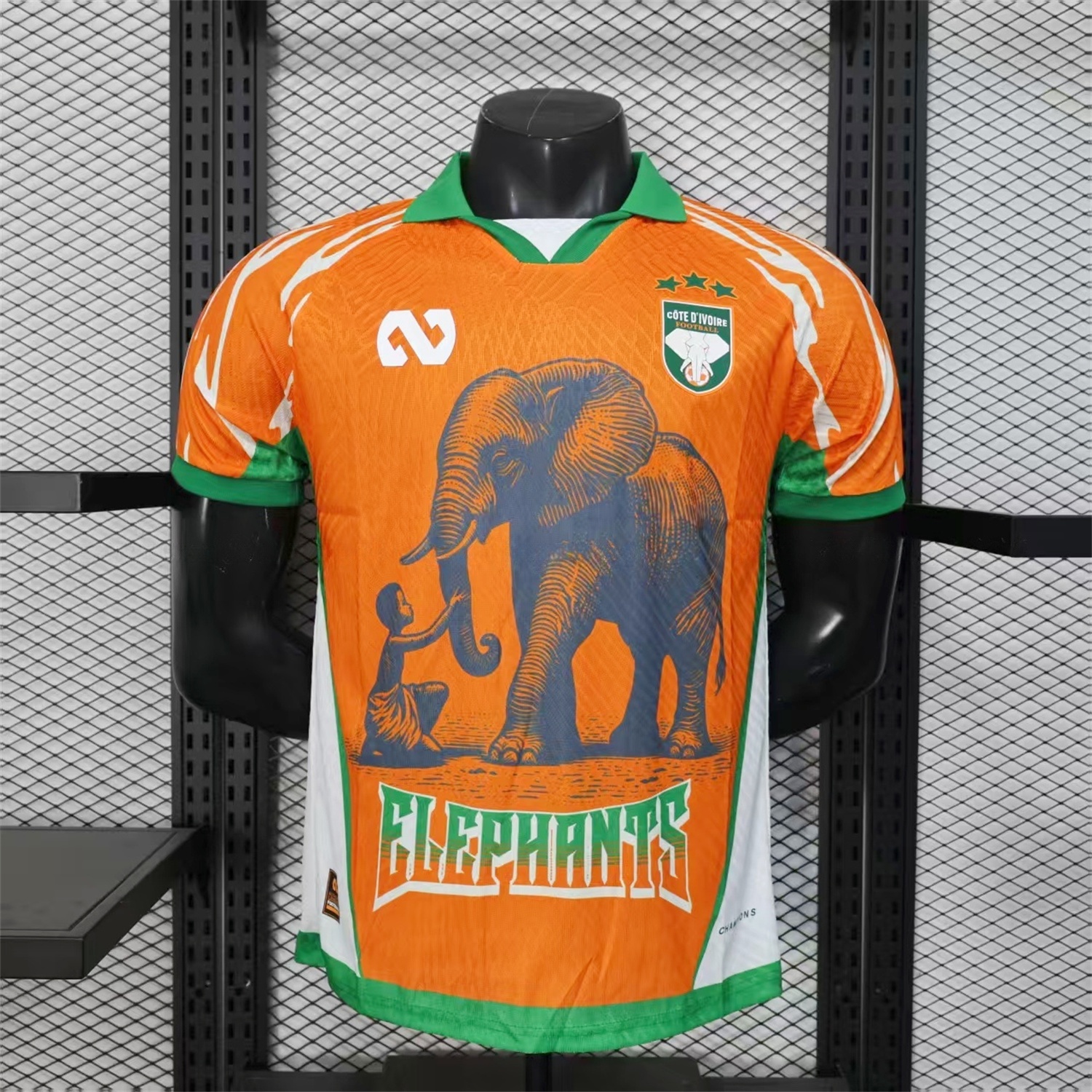 Ivory Coast 25-26 Elephant And Kid Orange Jersey - Player Version - UnitedFutballJersey