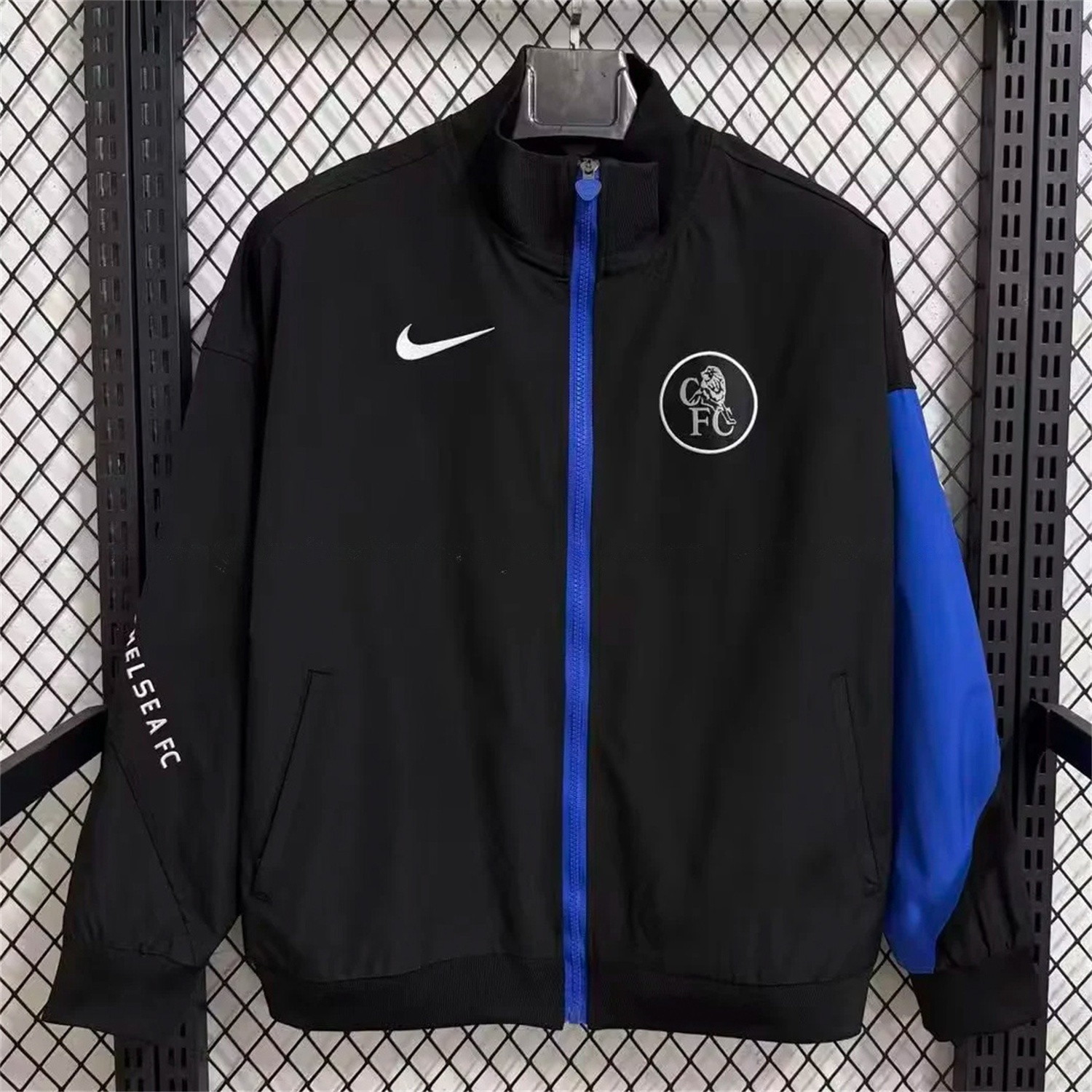 C.H.E.L.S.E.A 25-26 Windbreaker Jacket - Black And Blue - UnitedFutballJersey