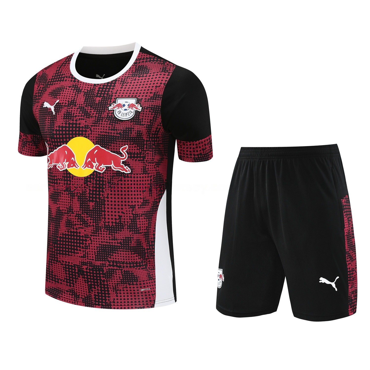 RB Leipzig 25-26 Short-Sleeve Training Set- Red Top & Black Shorts - UnitedFutballJersey