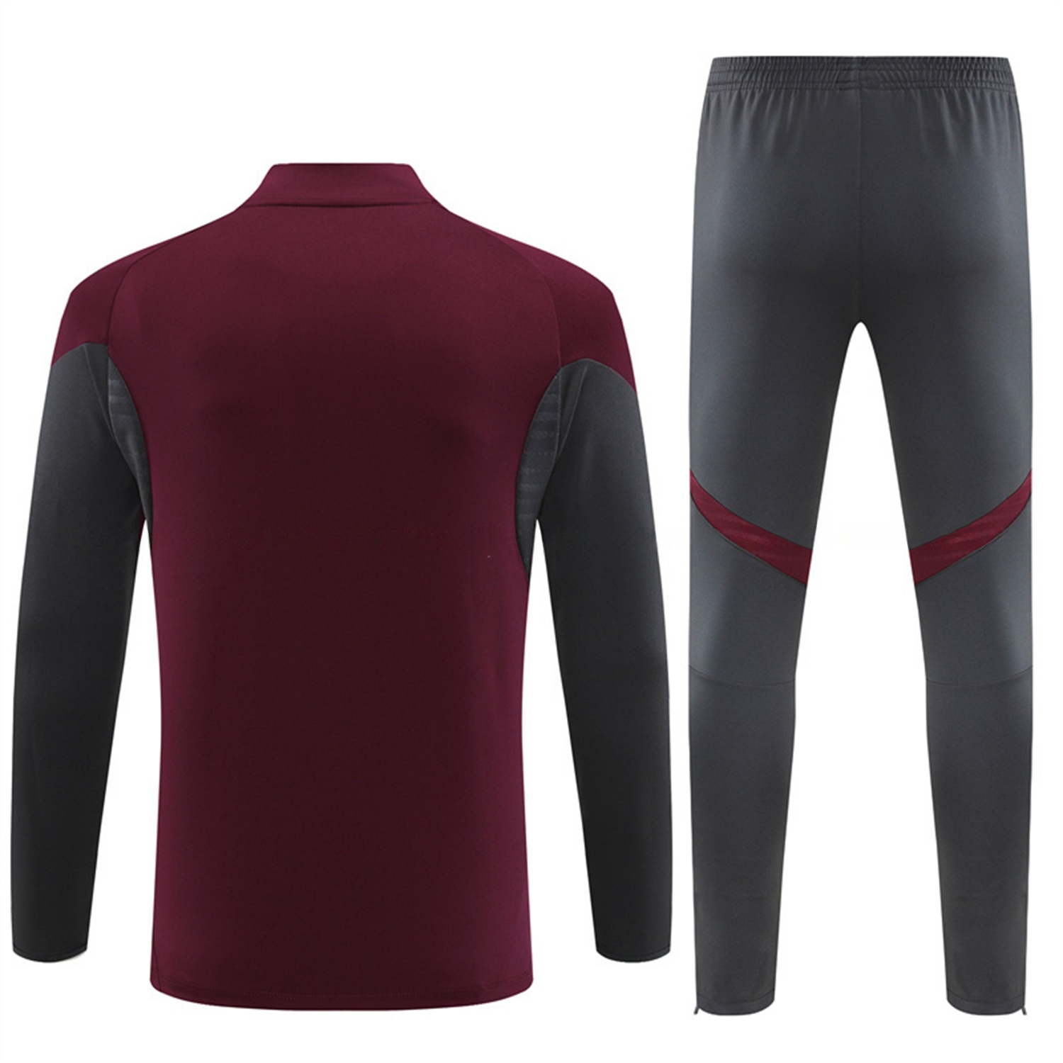 Arsenal 25-26 Kids Long Sleeve Training Set - Wine Red Top & Grey Pants - UnitedFutballJersey
