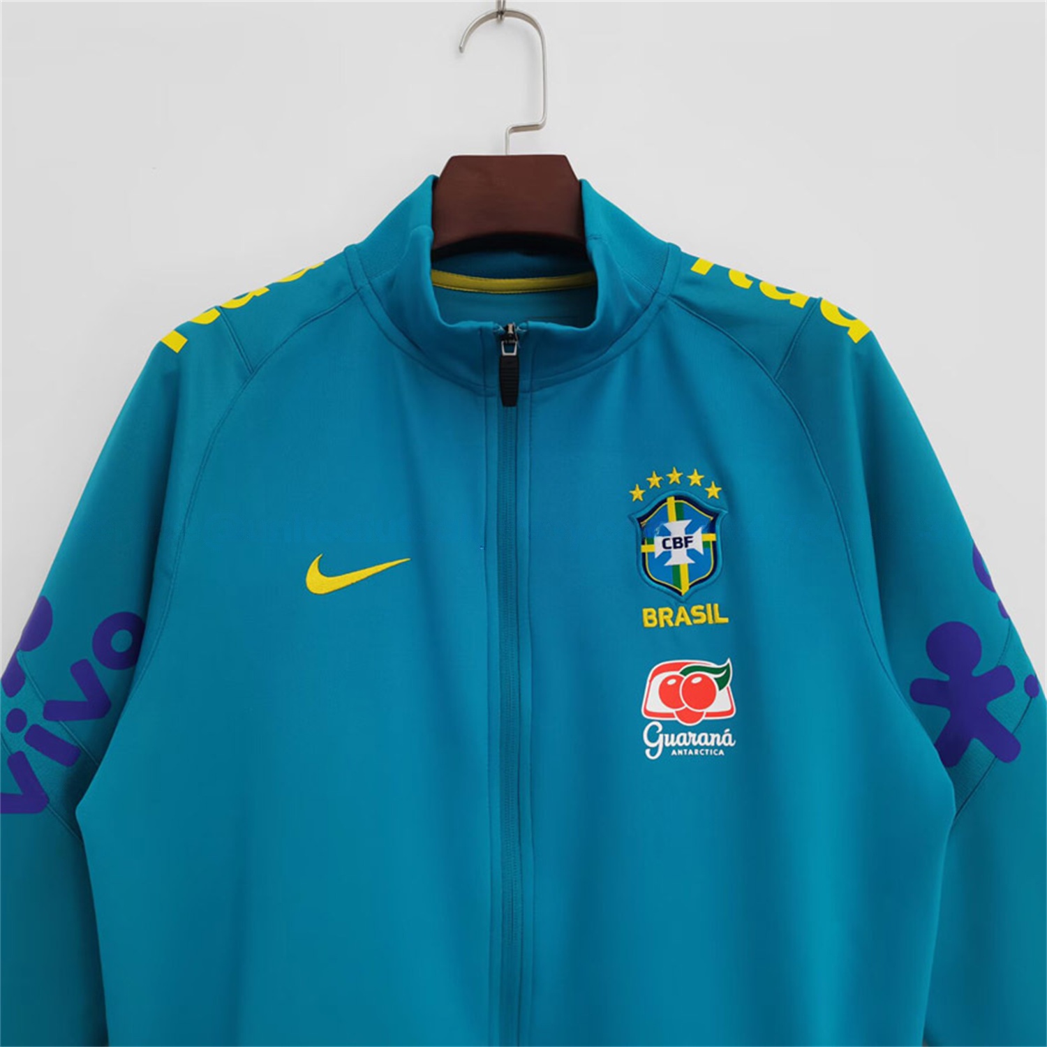 Retro Brazil 2022 Lake Blue Windbreaker - UnitedFutballJersey