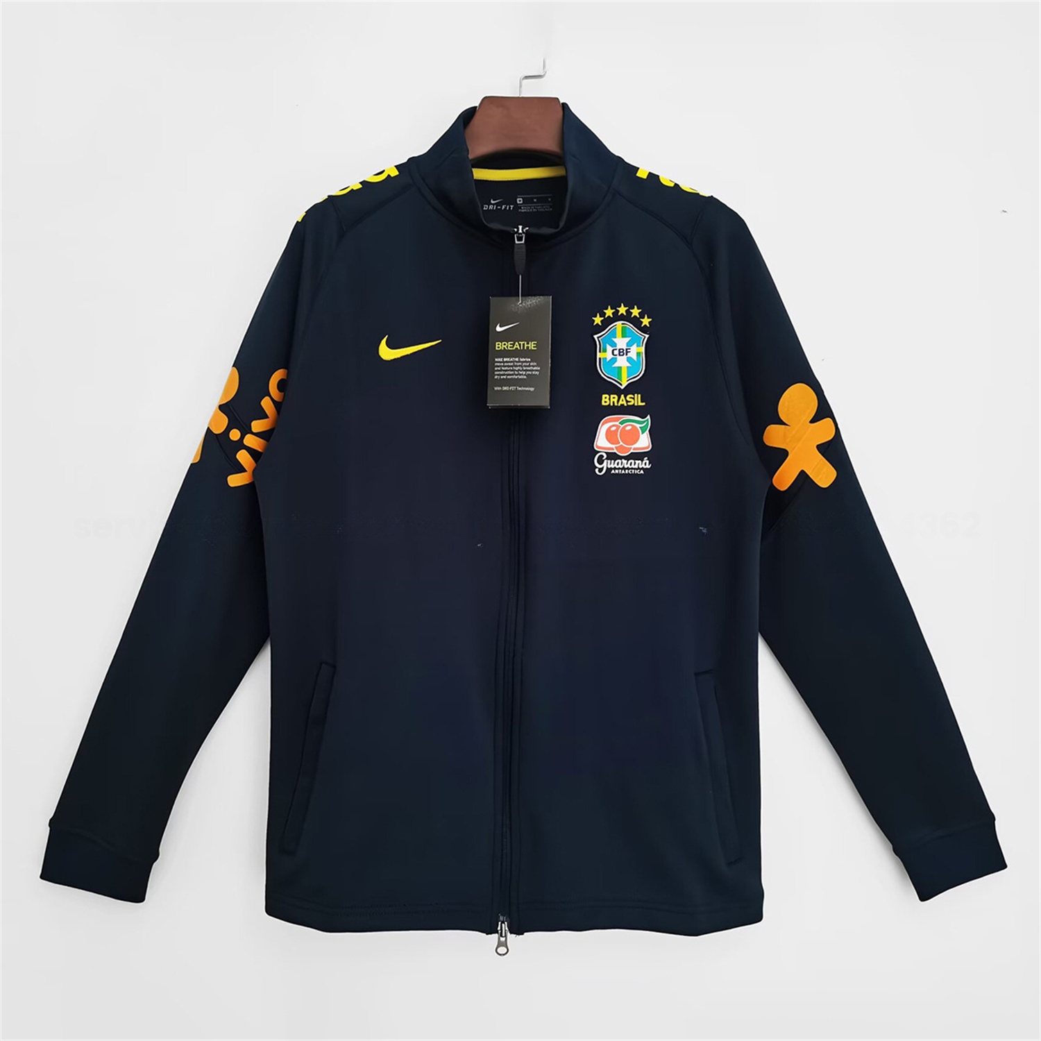 Retro Brazil 2022 Dark Blue Windbreaker - UnitedFutballJersey