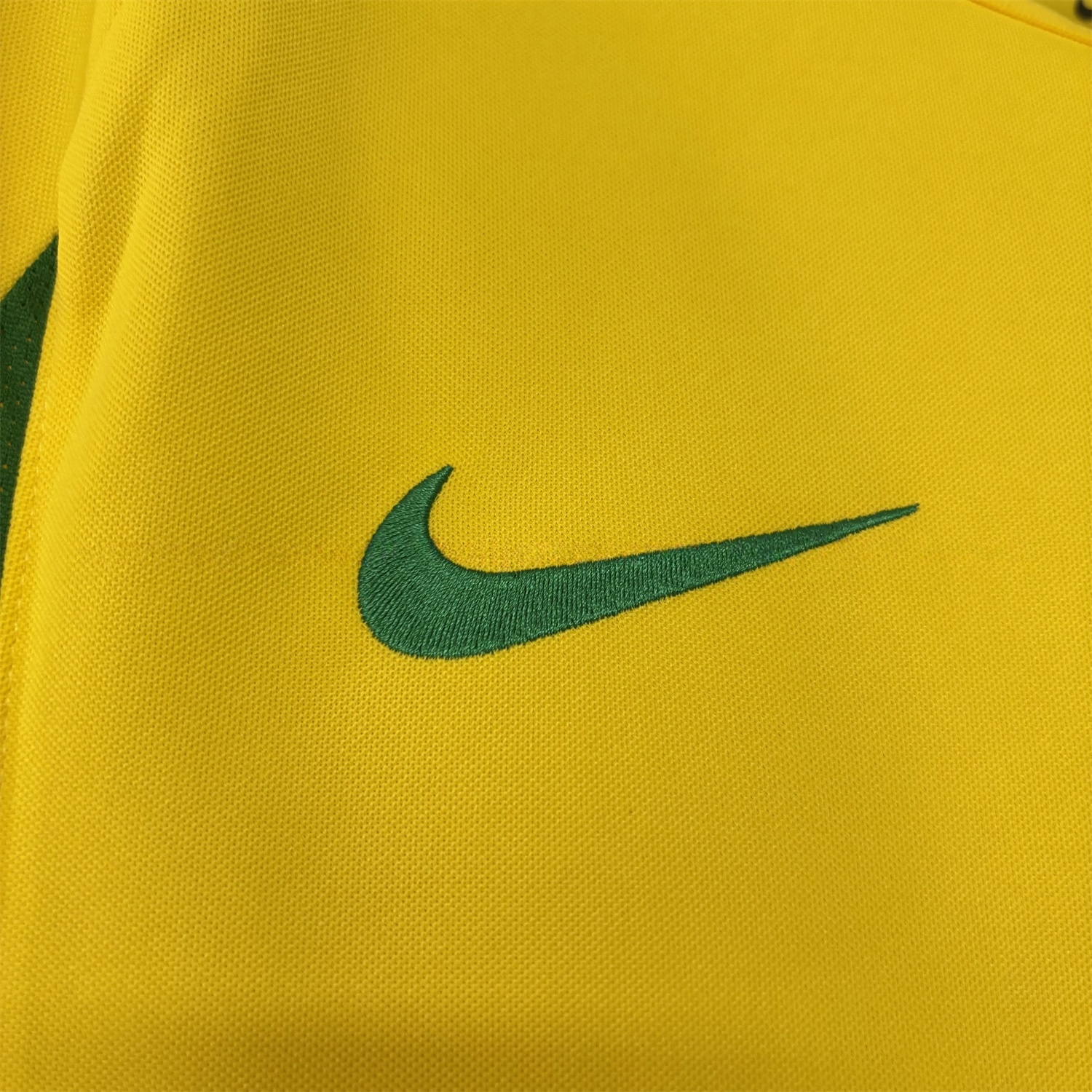 Retro Brazil 2002 Home Long Sleeves Jersey - UnitedFutballJersey