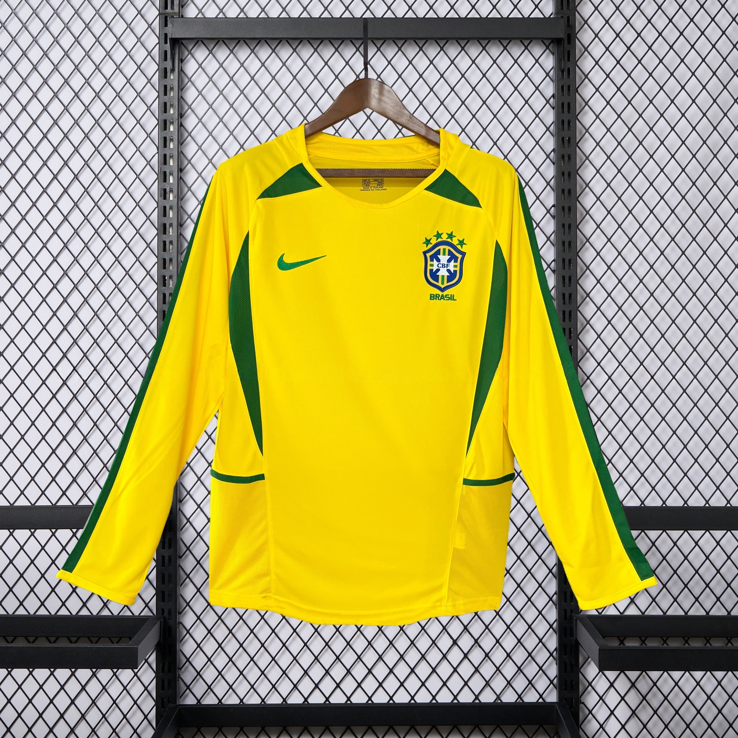 Retro Brazil 2002 Home Long Sleeves Jersey - UnitedFutballJersey