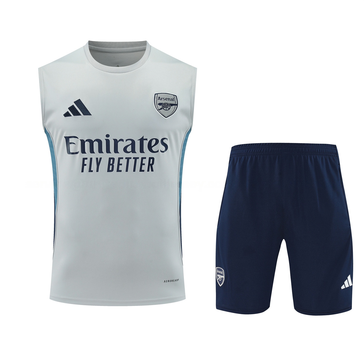 Arsenal 25-26 Vest Training Set - Grey Top & Deep Blue Shorts - UnitedFutballJersey