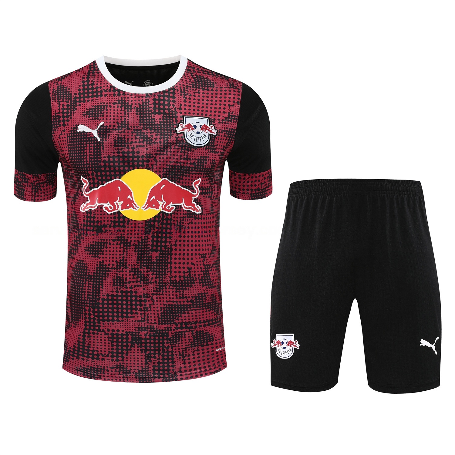 RB Leipzig 25-26 Short-Sleeve Training Set- Red Top & Black Shorts - UnitedFutballJersey