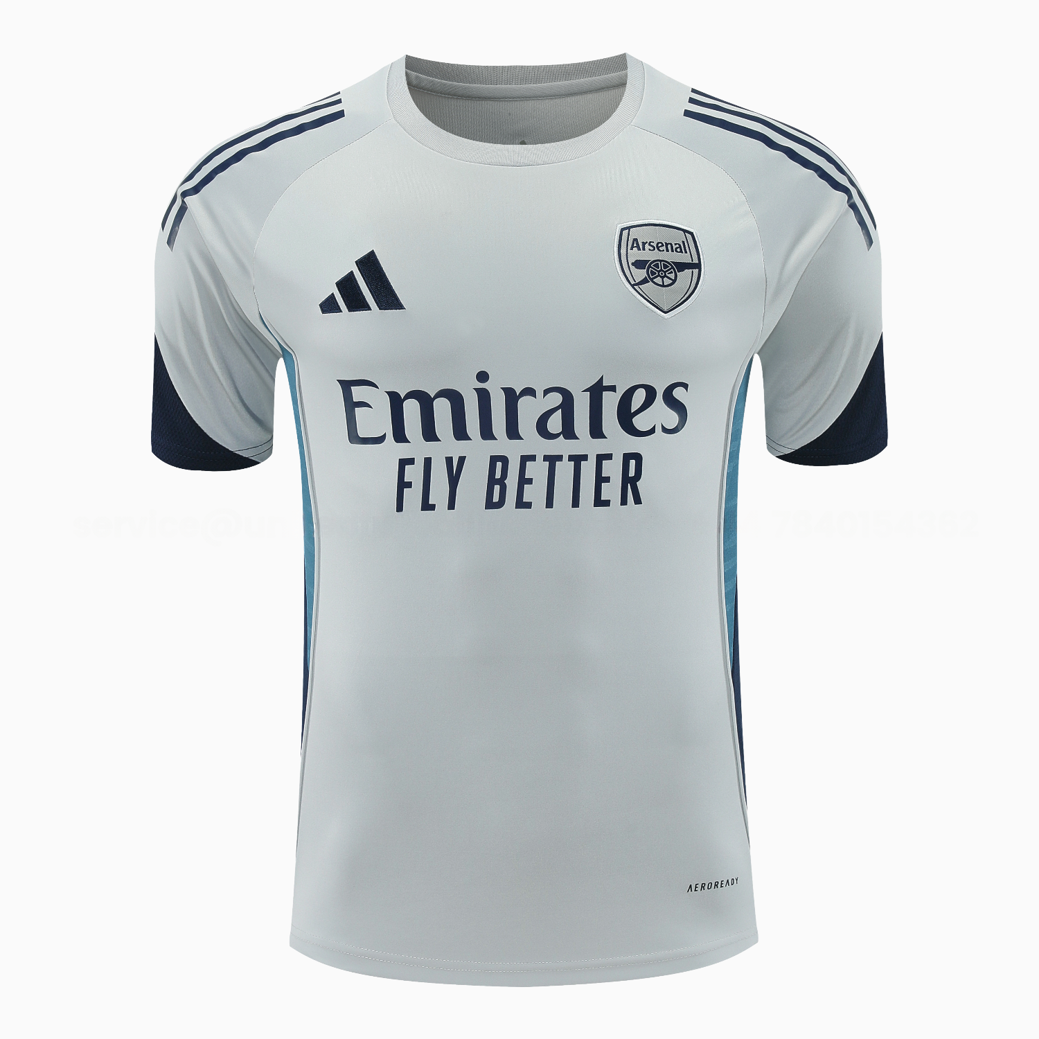 Arsenal 25-26 Short-Sleeve Training Set - Grey Top & Deep Blue Shorts - UnitedFutballJersey