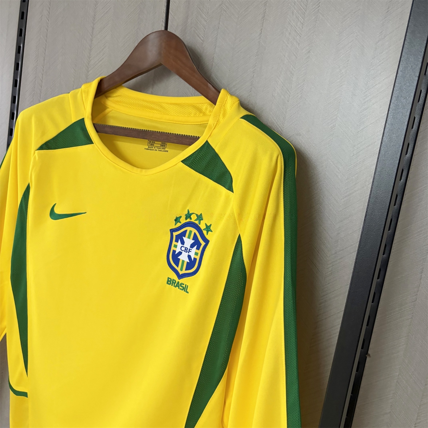 Retro Brazil 2002 Home Long Sleeves Jersey - UnitedFutballJersey