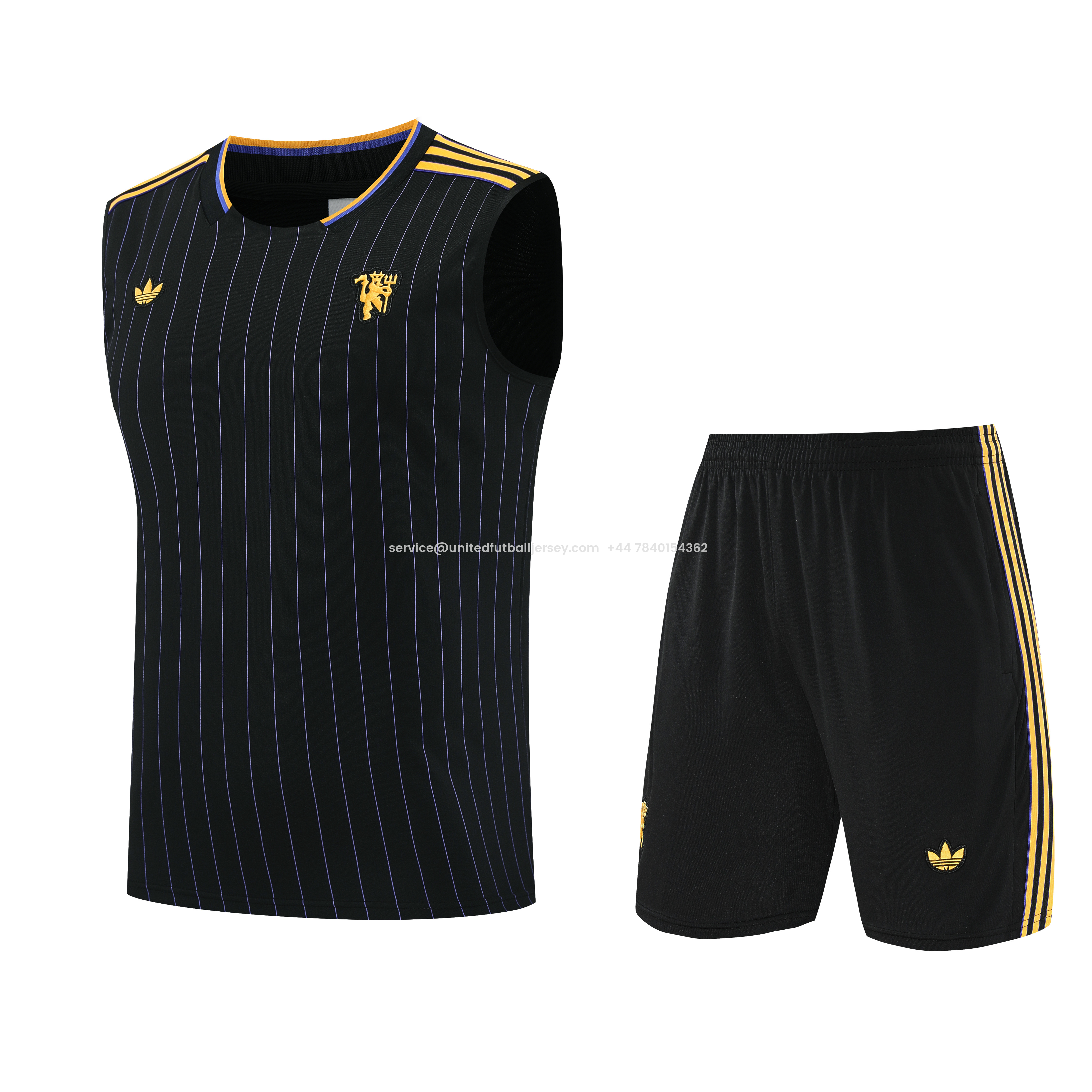 Manchester United 25-26 Vest Training Set - Black Top & Black Shorts - UnitedFutballJersey