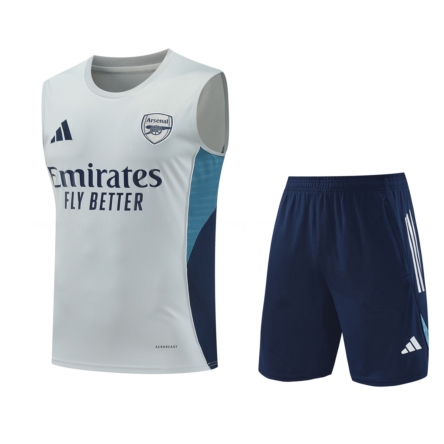Arsenal 25-26 Vest Training Set - Grey Top & Deep Blue Shorts - UnitedFutballJersey
