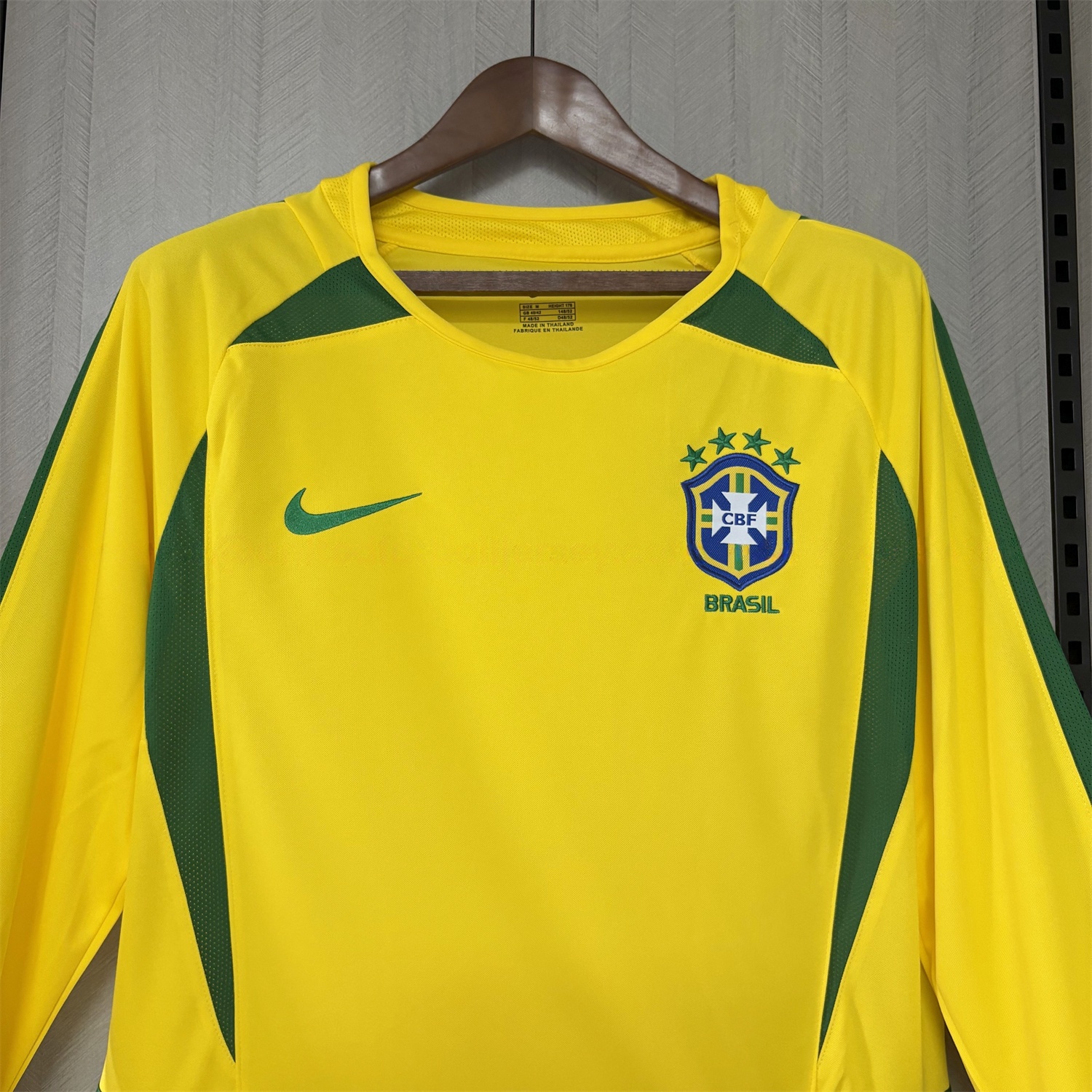 Retro Brazil 2002 Home Long Sleeves Jersey - UnitedFutballJersey