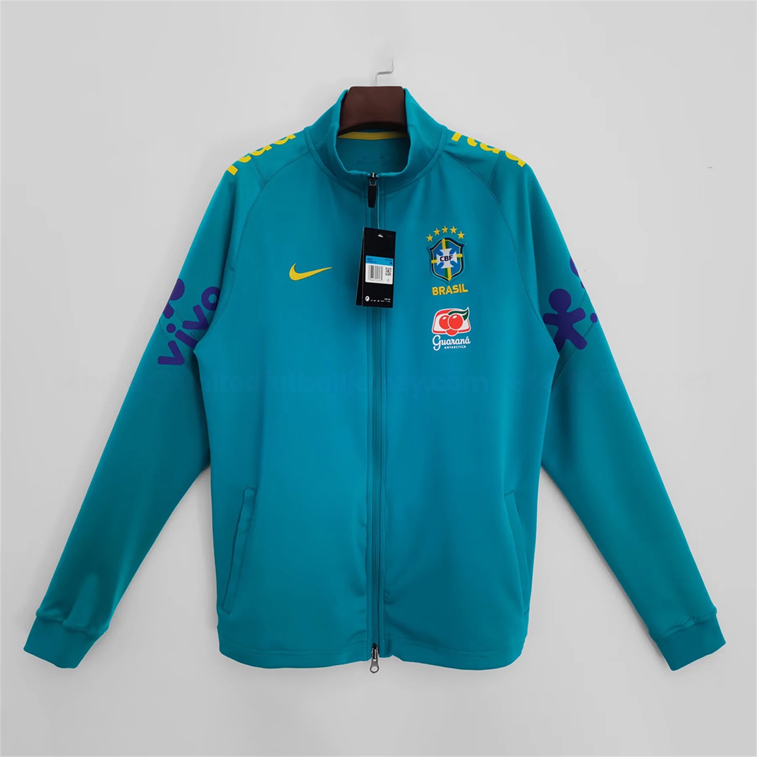 Retro Brazil 2022 Lake Blue Windbreaker - UnitedFutballJersey