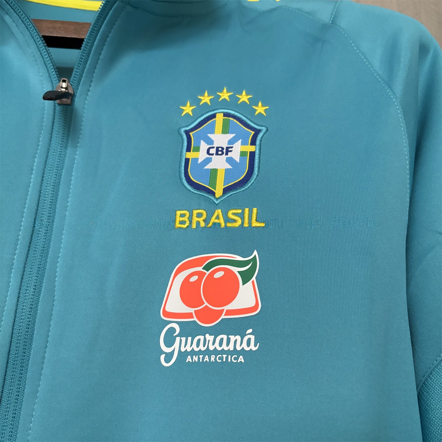 Retro Brazil 2022 Pre-Match Cyan Windbreaker - UnitedFutballJersey