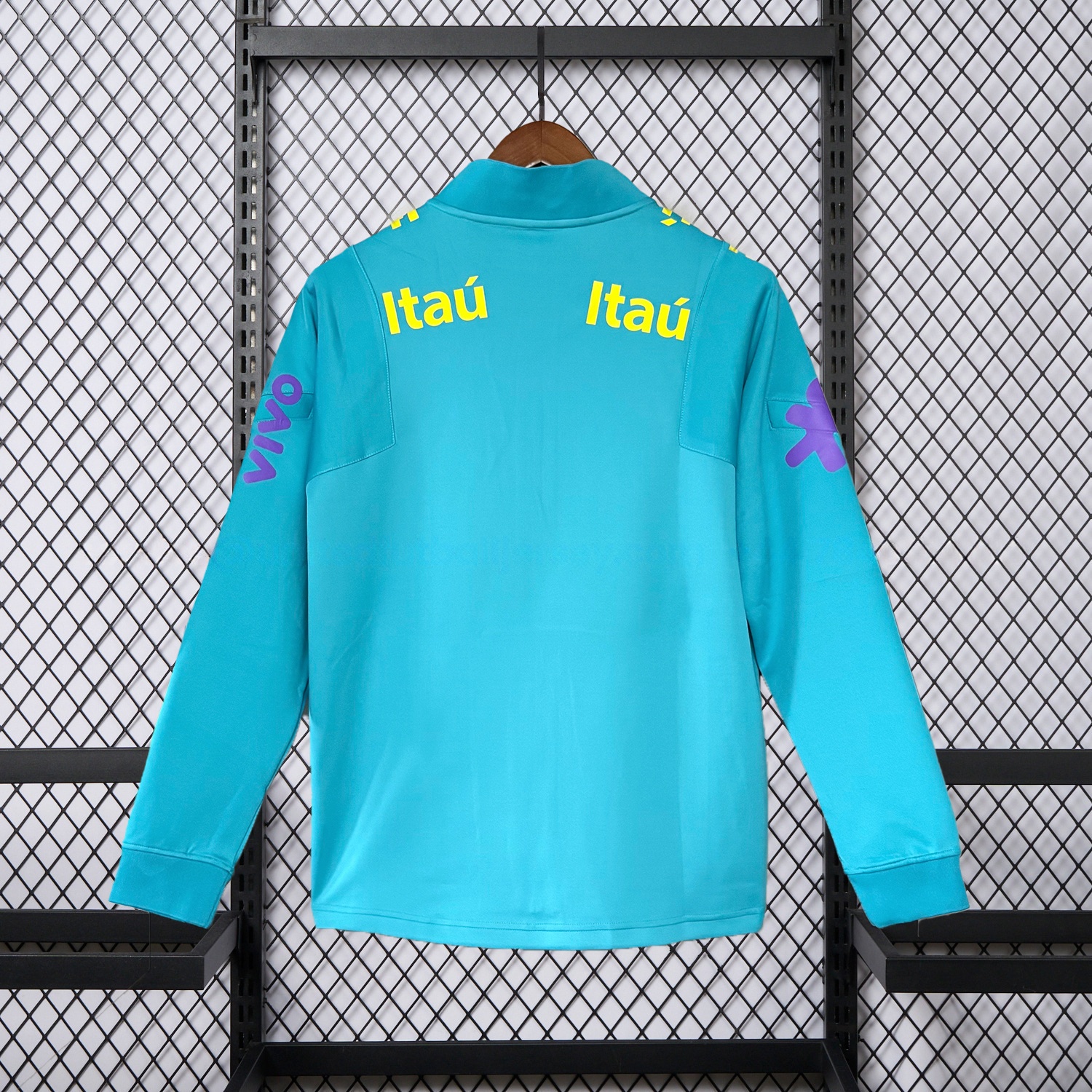 Retro Brazil 2022 Pre-Match Cyan Unsponsored Windbreaker - UnitedFutballJersey