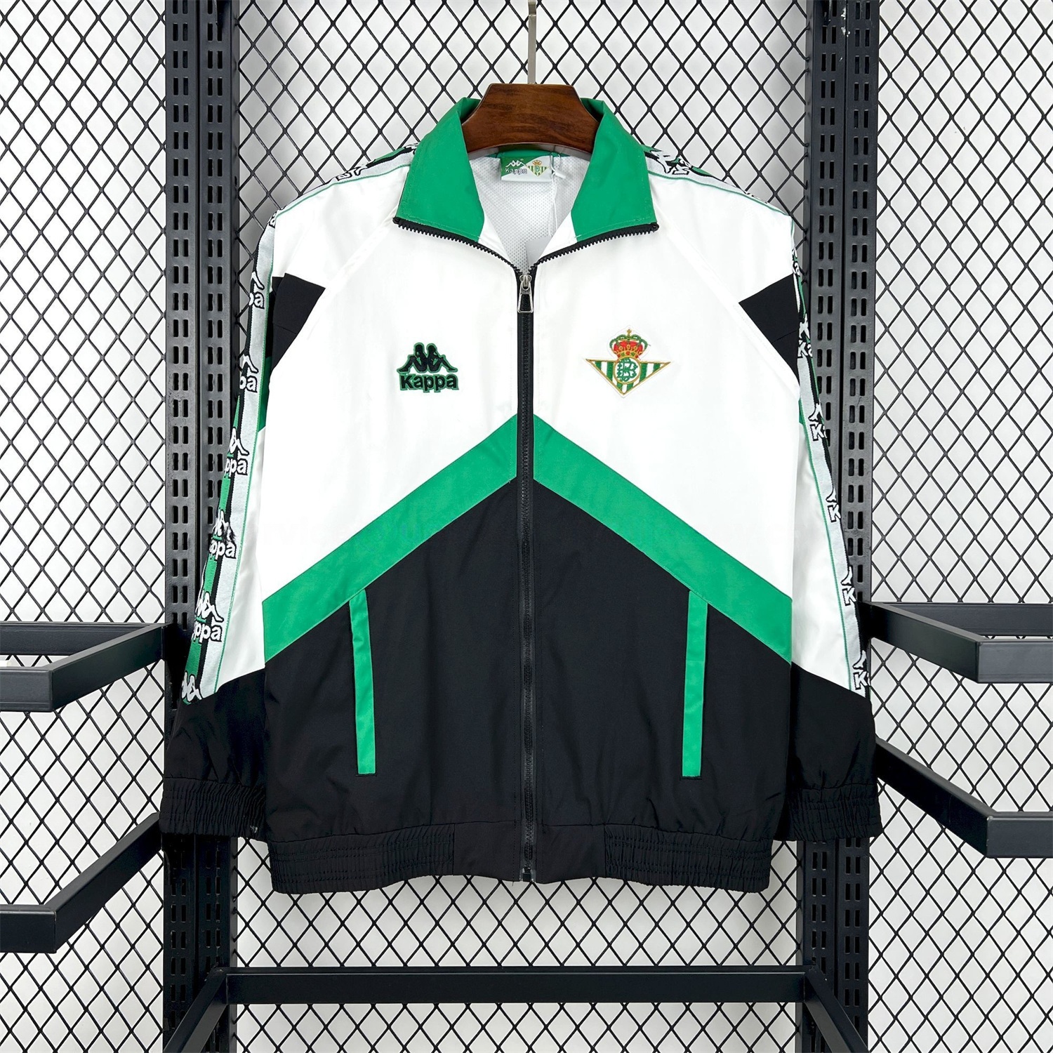 Retro Real Betis 1995-96 Black And White Windbreaker - UnitedFutballJersey