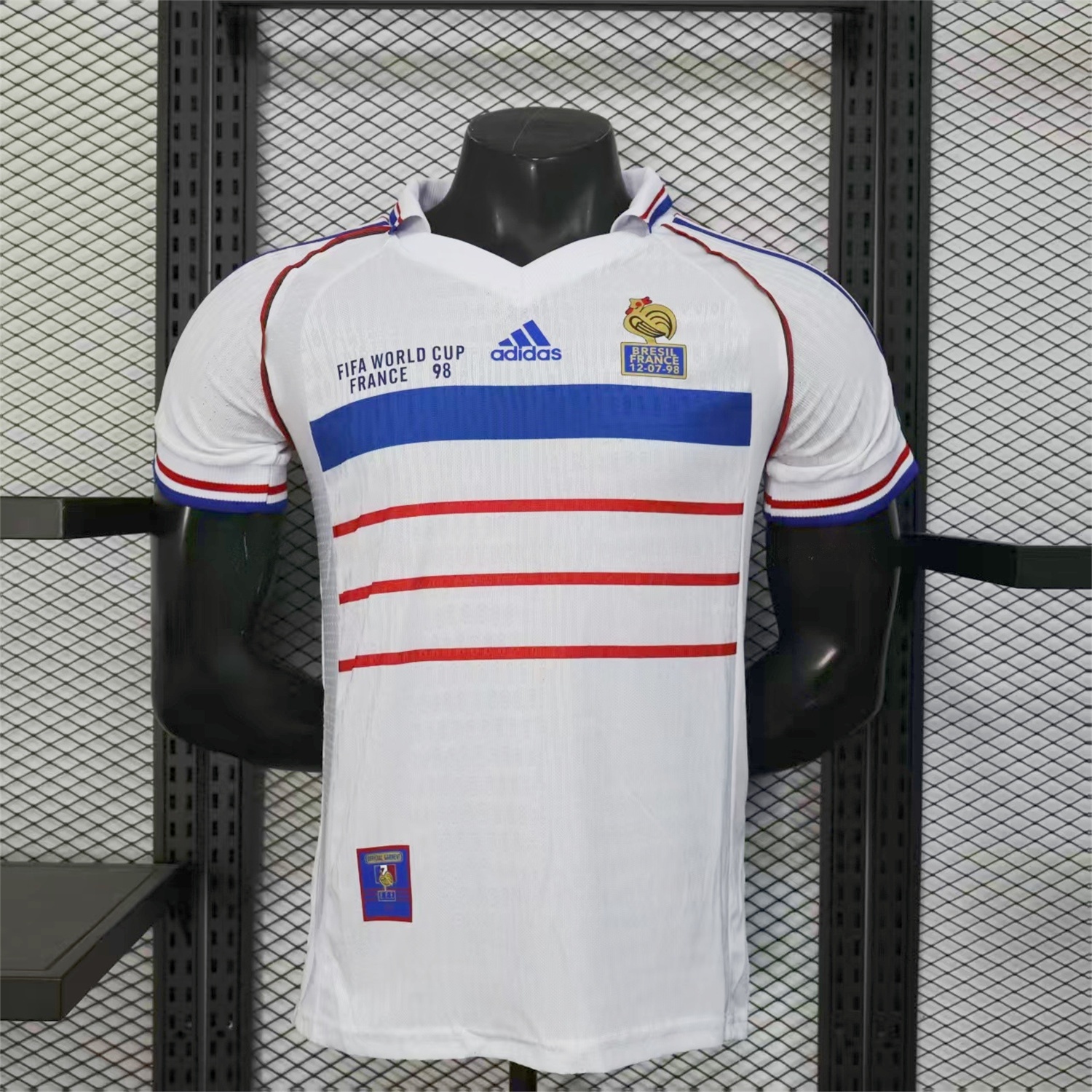 Retro France 1998 Away White Jersey - Player Version - UnitedFutballJersey