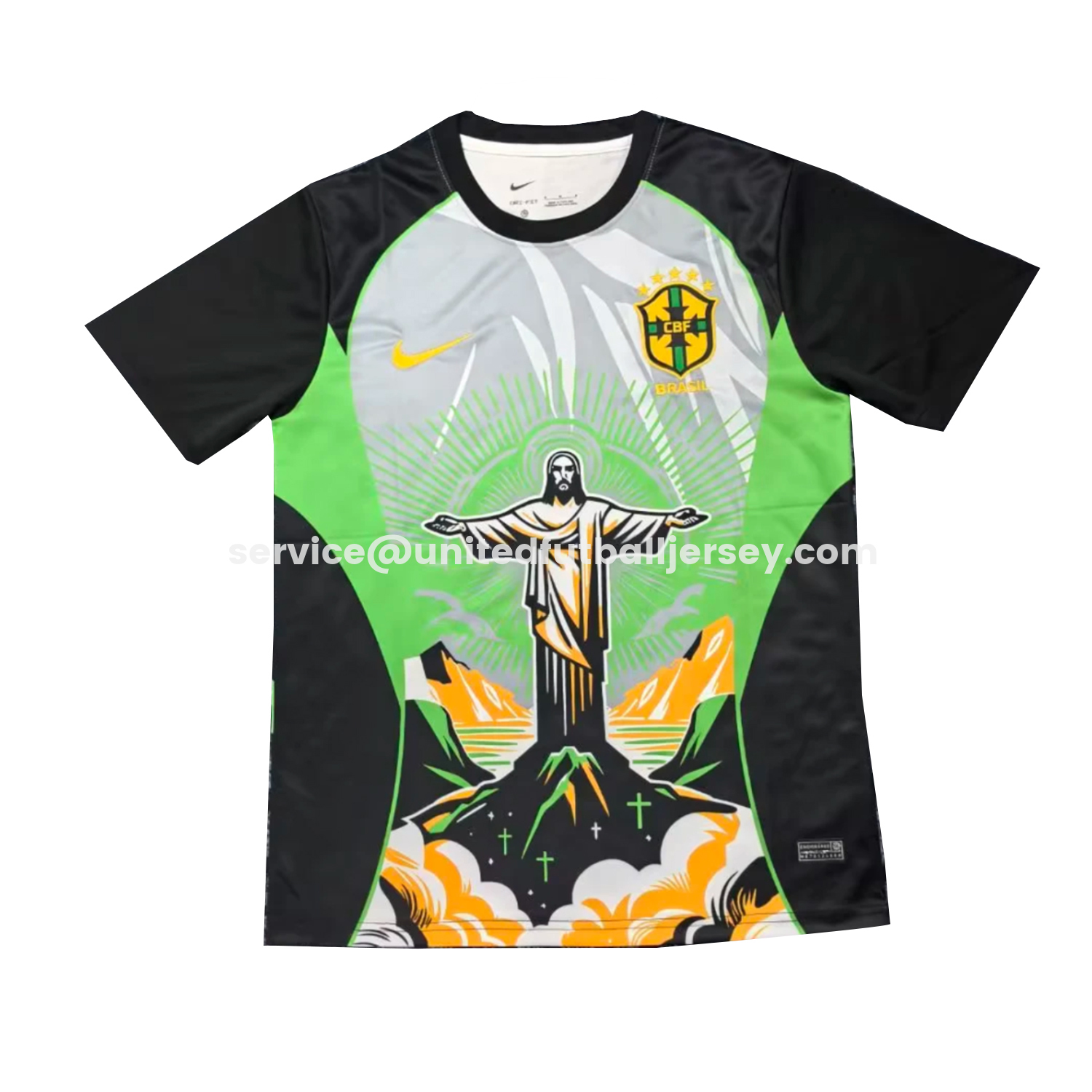 Brazil 25-26 Jesus Green And Black Jersey - Fans Version - UnitedFutballJersey