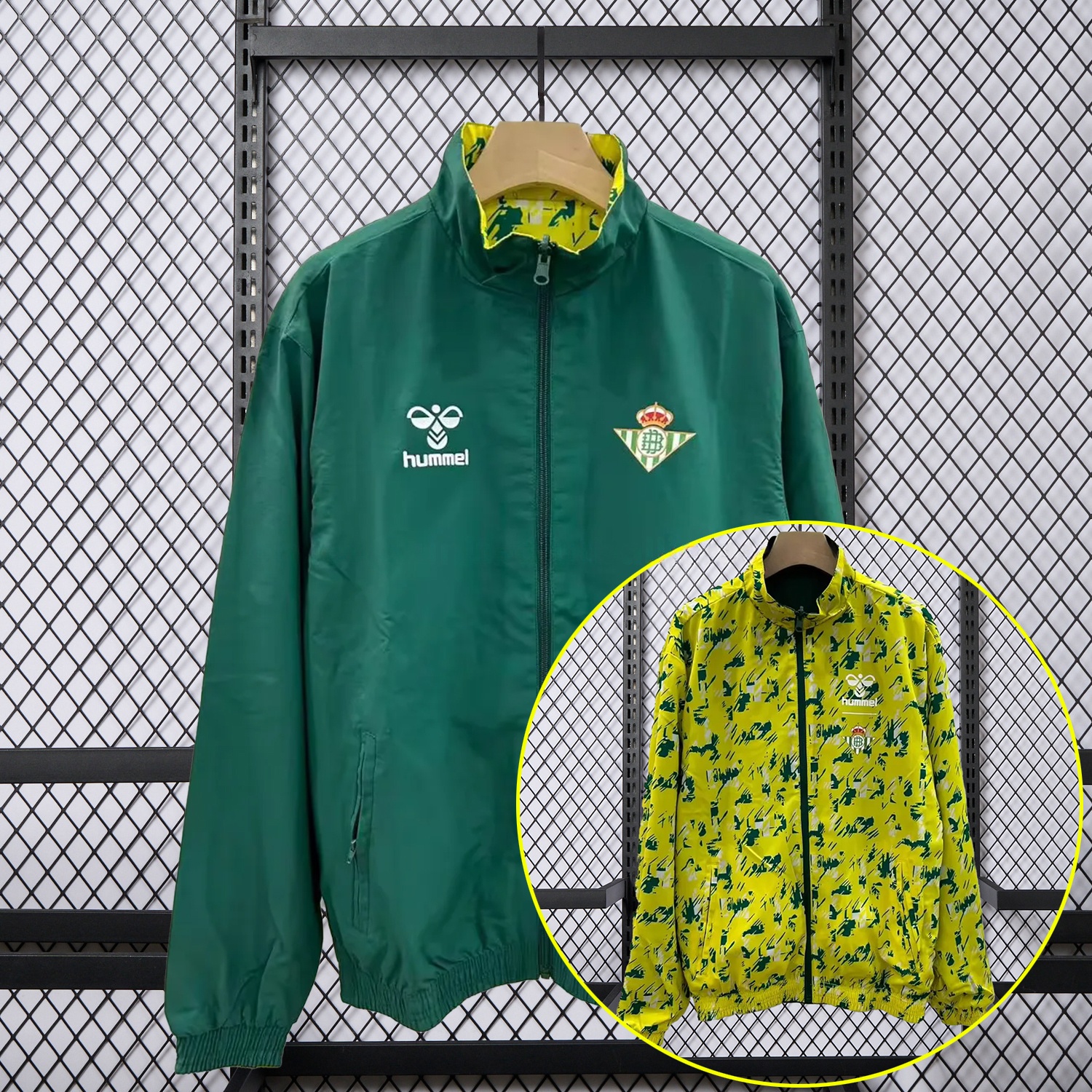 Real Betis 25-26 Double Sided Reversible Windbreaker - Green & Yellow - UnitedFutballJersey