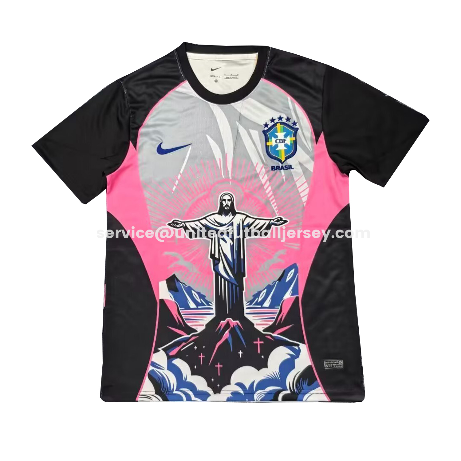 Brazil 25-26 Jesus Pink And Black Jersey - Fans Version - UnitedFutballJersey