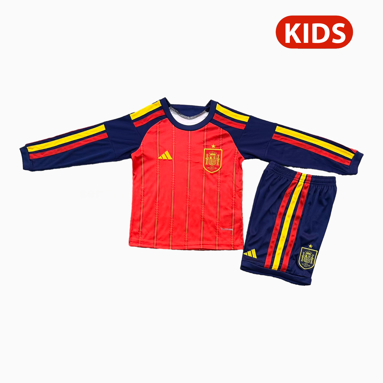 Spain 2026 Home Long Sleeves Kids Kit - UnitedFutballJersey