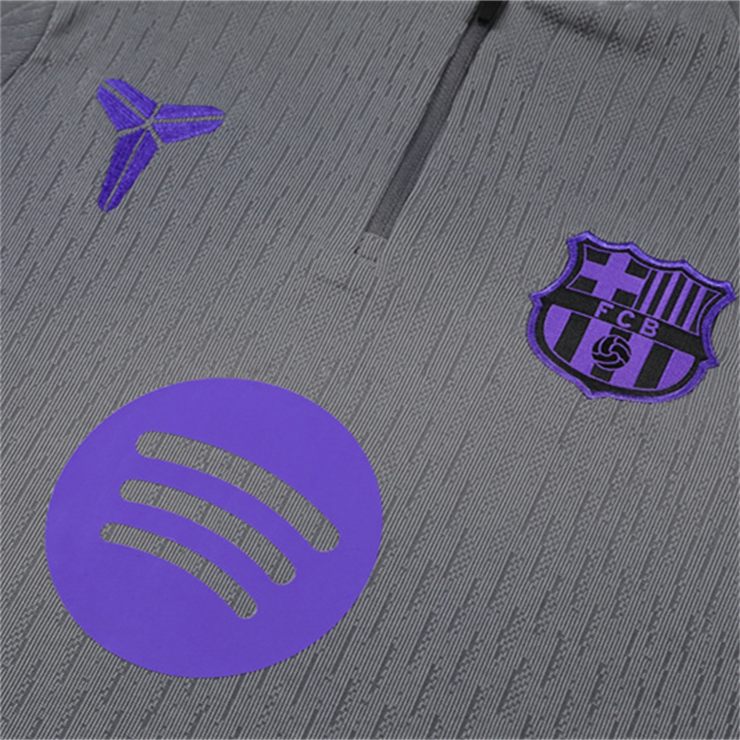 Barcelona 25-26 Long Sleeve Training Set - Grey Top & Black Pants - UnitedFutballJersey
