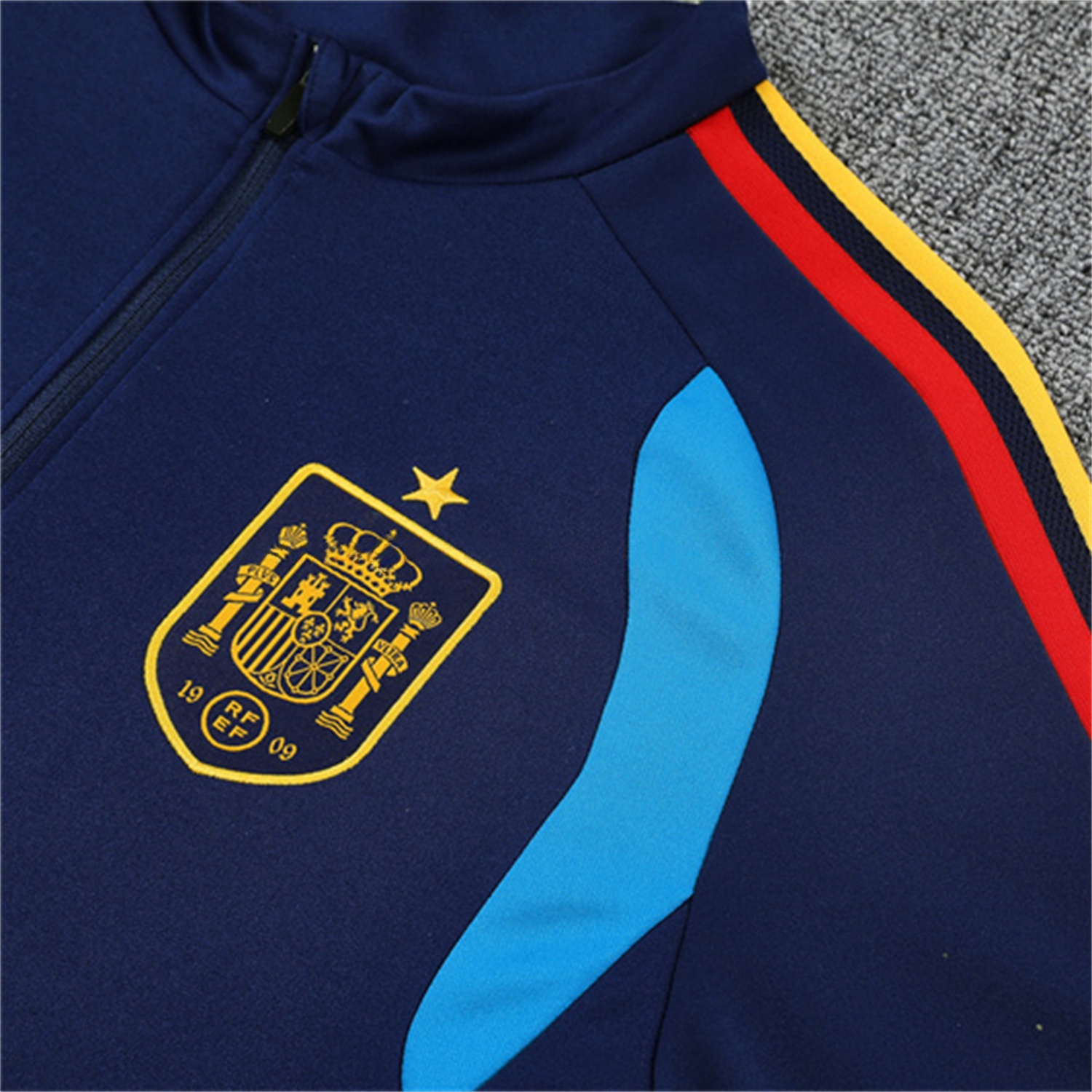 Spain 2026 Kids Long Sleeve Training Set - Royal Blue Top & Pants - UnitedFutballJersey
