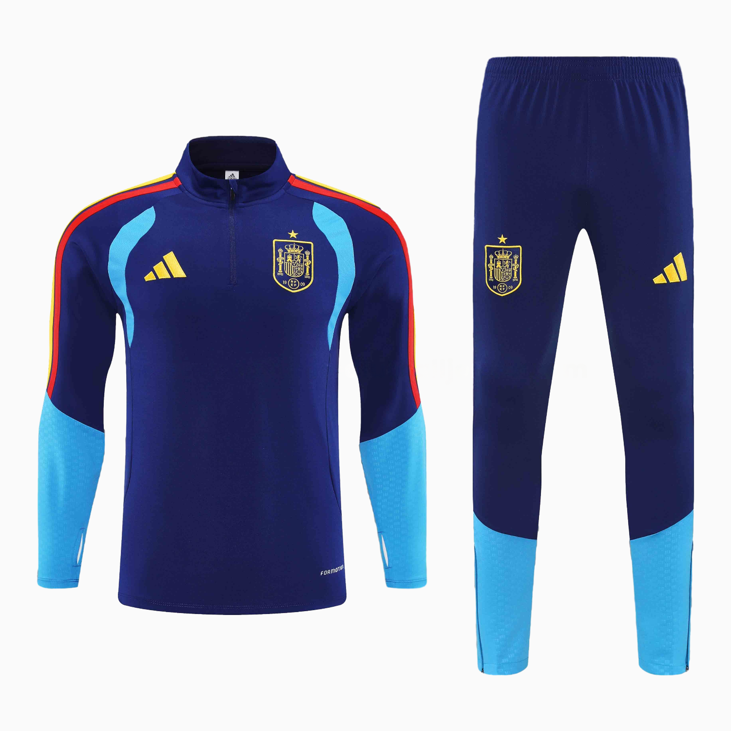 Spain 2026 Kids Long Sleeve Training Set - Deep Blue Top & Pants - UnitedFutballJersey