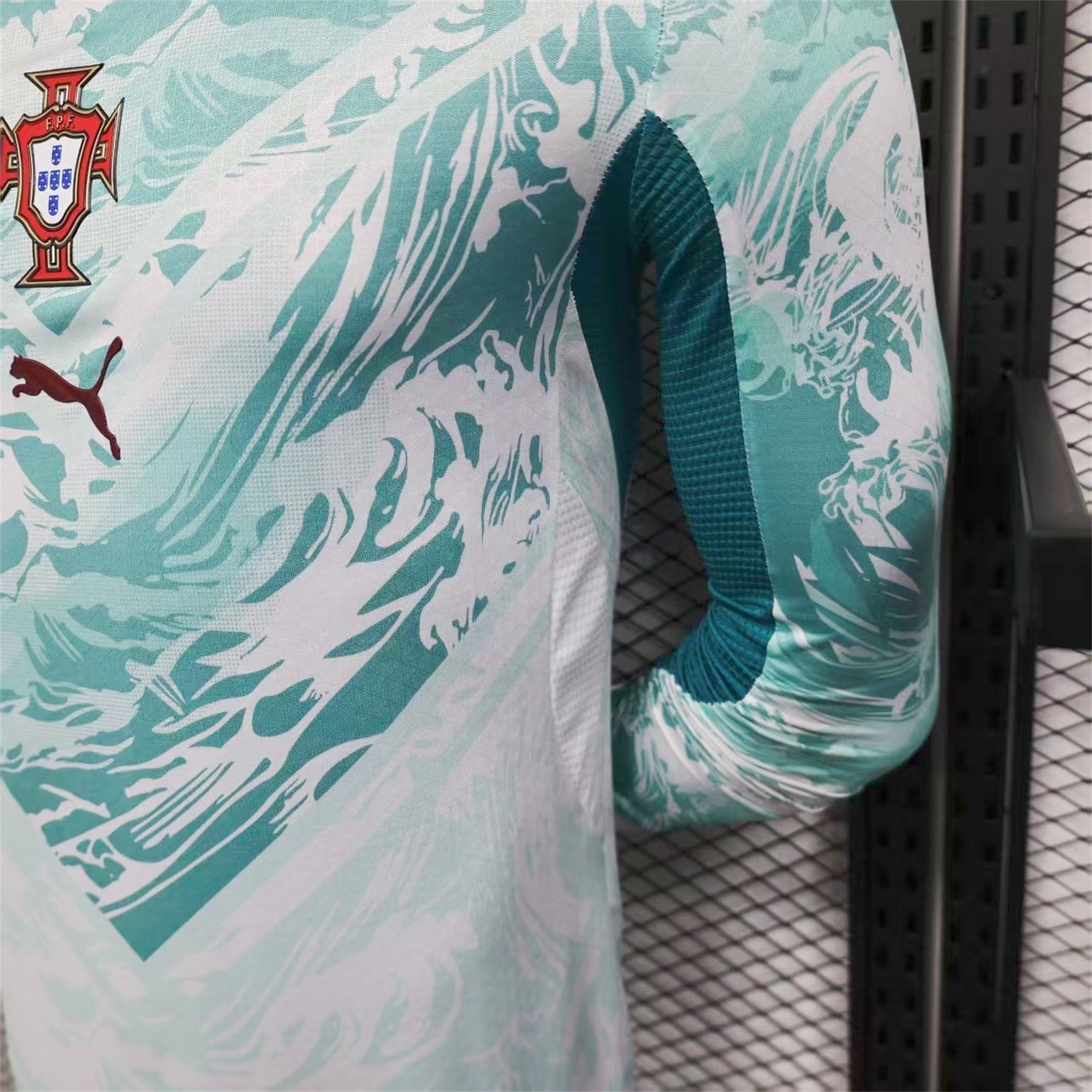 Portugal 2026 Away White And Cyan Long Sleeves Jersey - Player Version - UnitedFutballJersey