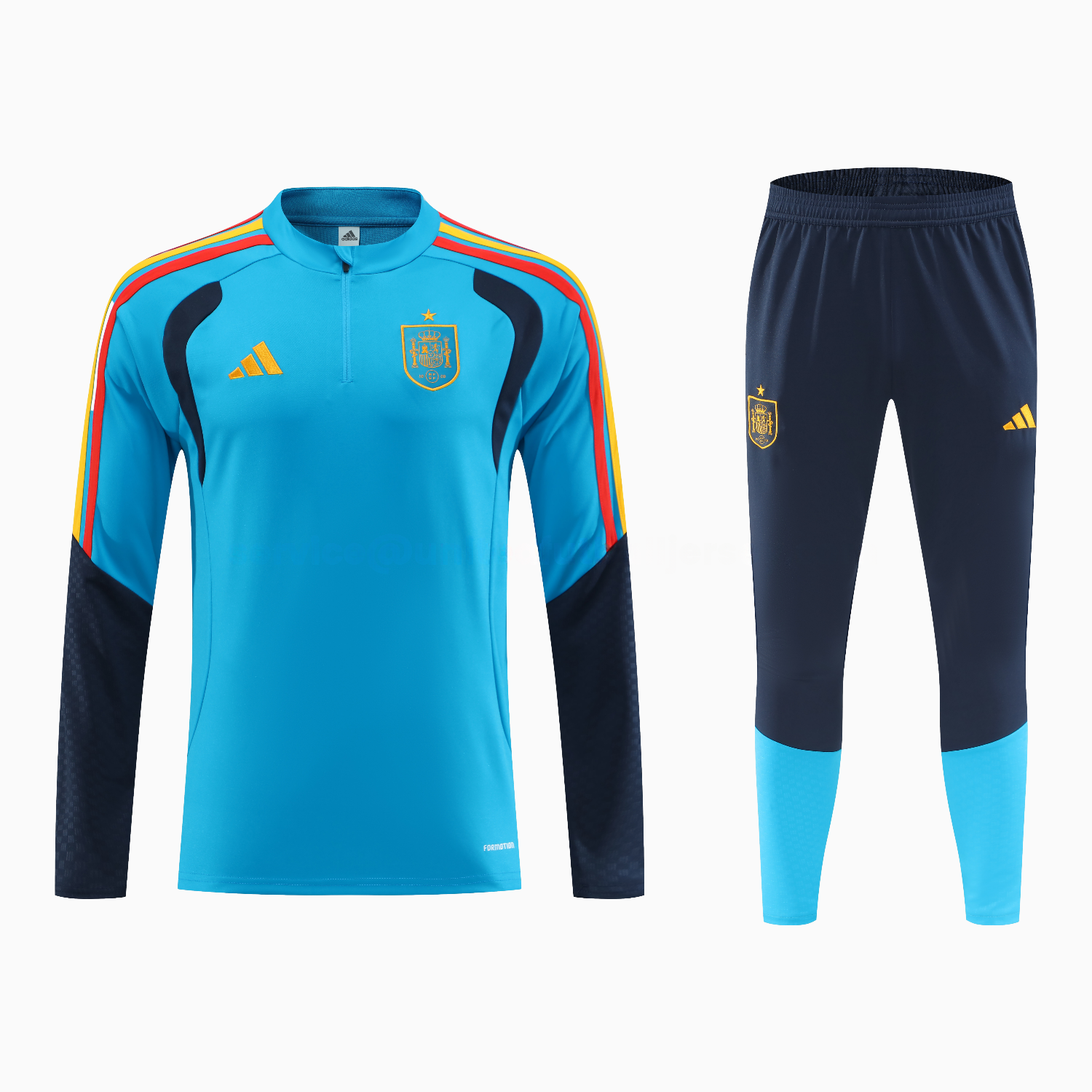 Spain 2026 Kids Long Sleeve Training Set - Light Blue Top & Pants - UnitedFutballJersey