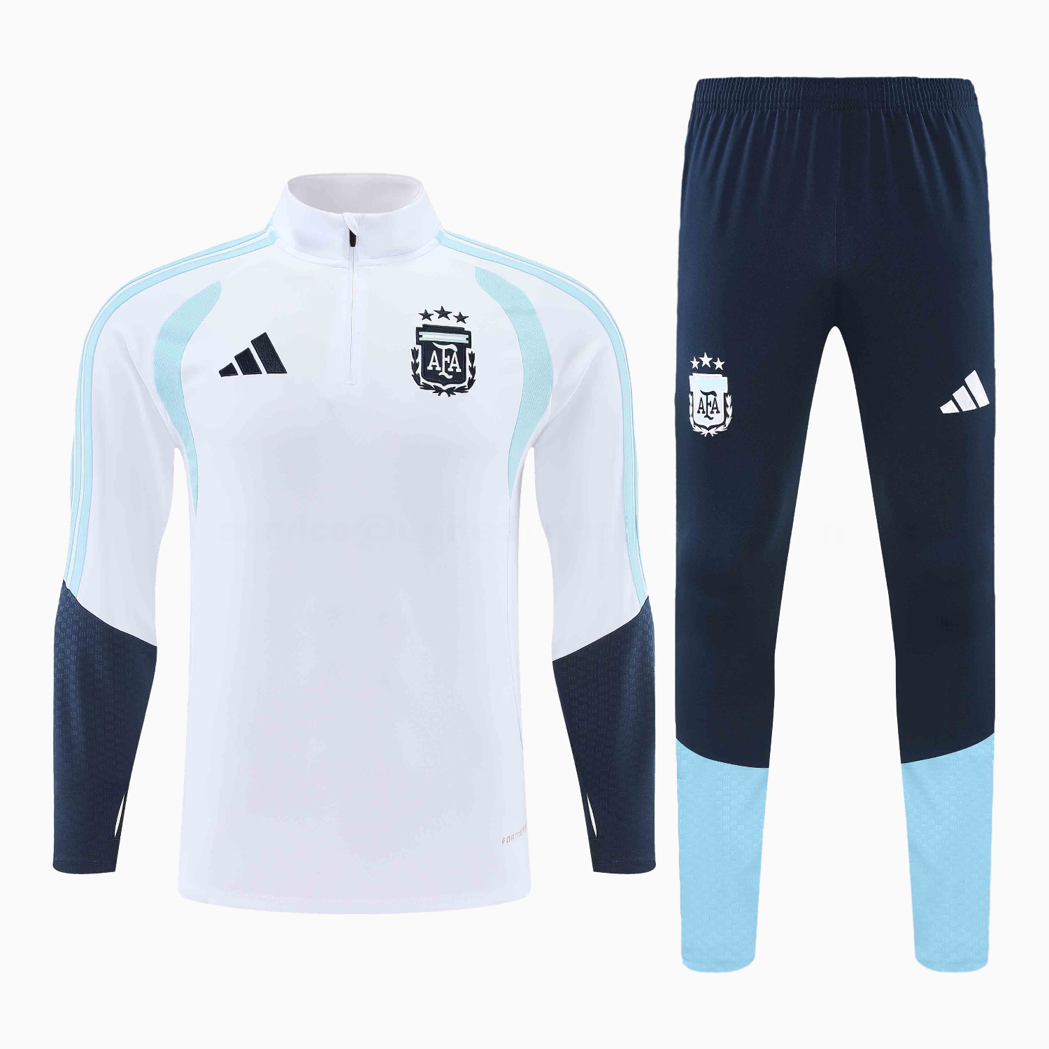 Argentina 2026 Kids Long Sleeve Training Set - White Top & Black Pants - UnitedFutballJersey