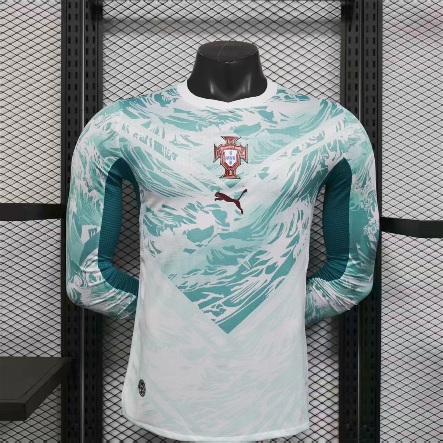 Portugal 2026 Away White And Cyan Long Sleeves Jersey - Player Version - UnitedFutballJersey