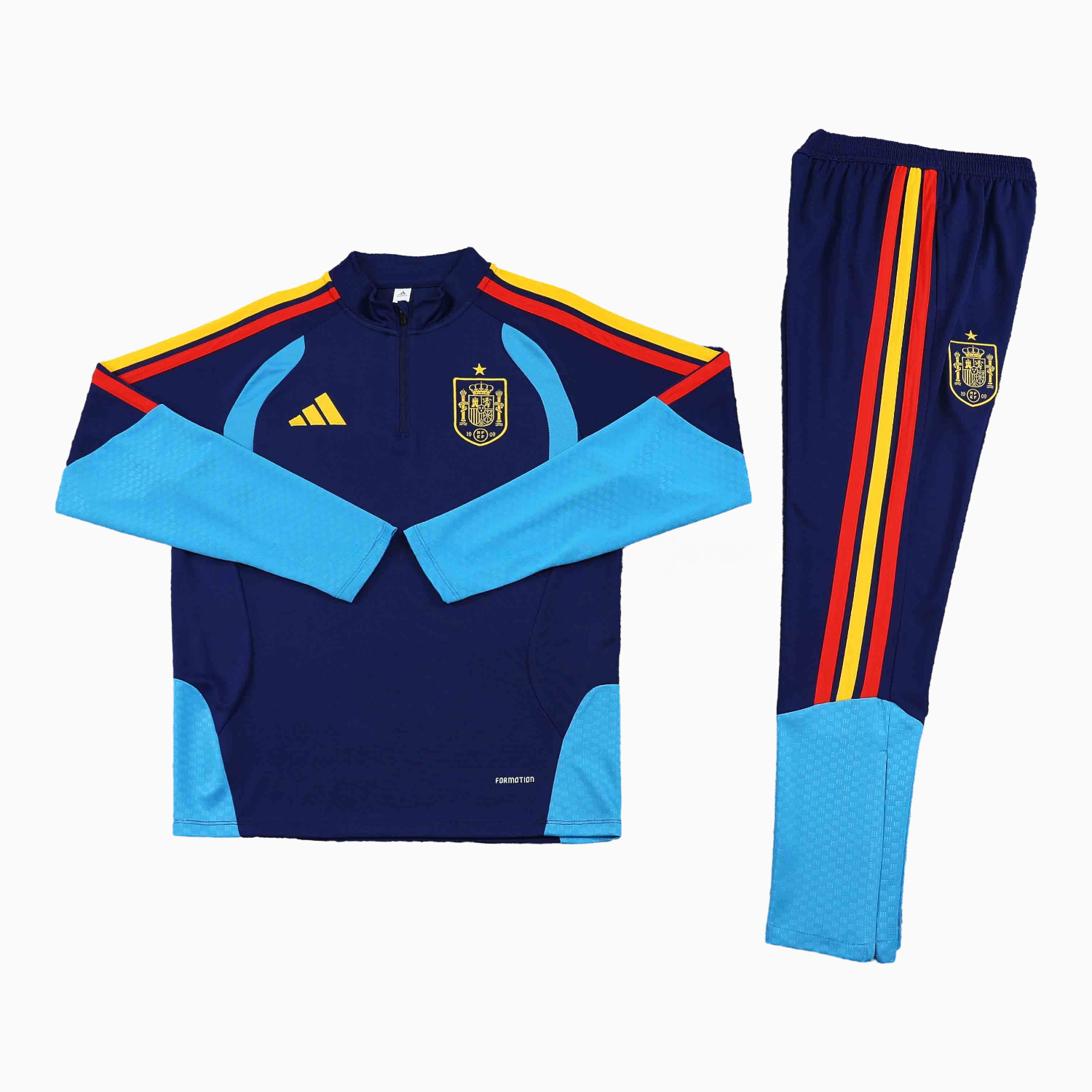 Spain 2026 Kids Long Sleeve Training Set - Deep Blue Top & Pants - UnitedFutballJersey