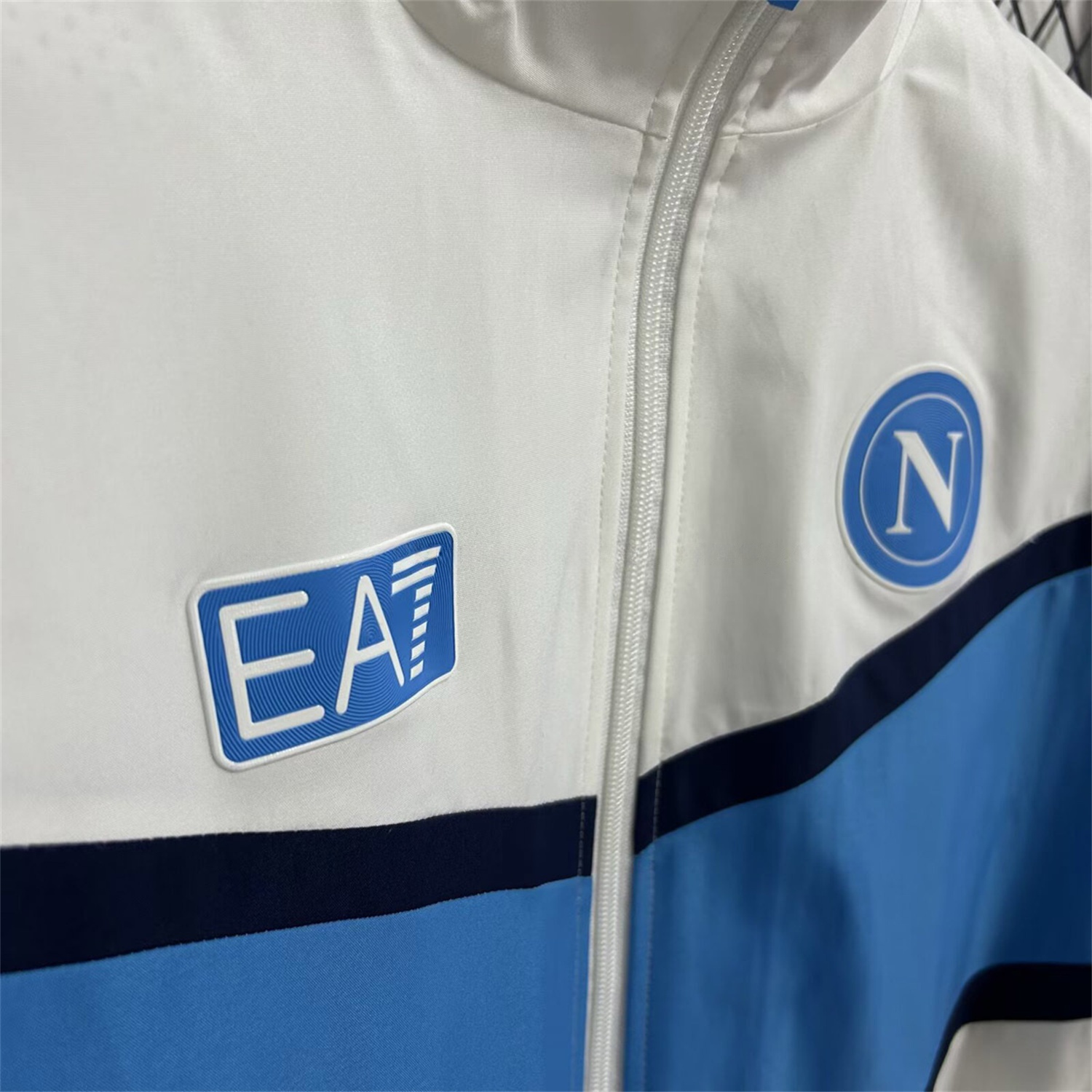 Napoli 25-26 Windbreaker Jacket - White And Blue - UnitedFutballJersey