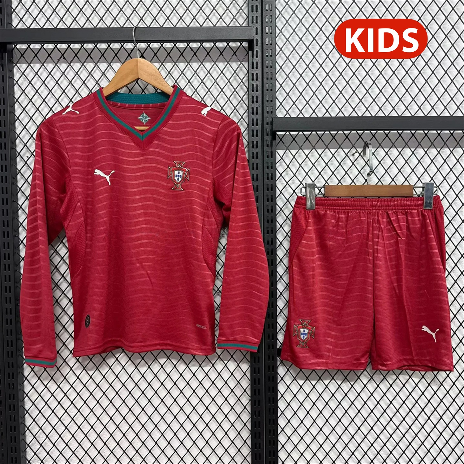 Portugal 2026 Home Long Sleeves Kids Kit - UnitedFutballJersey