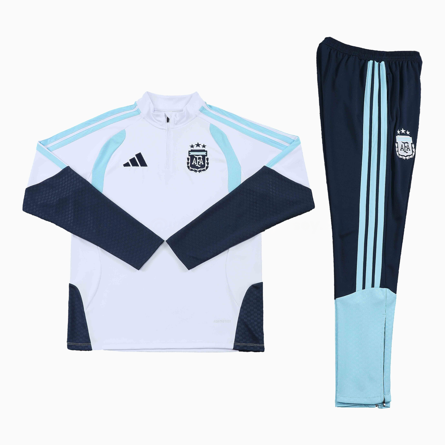 Argentina 2026 Kids Long Sleeve Training Set - White Top & Black Pants - UnitedFutballJersey
