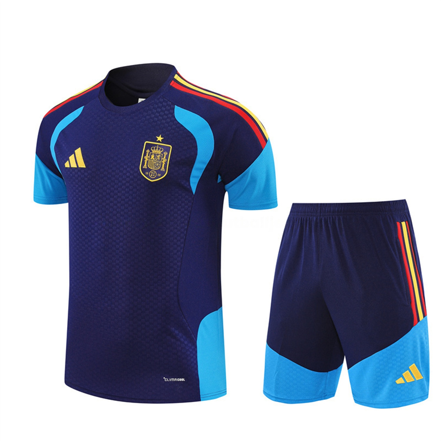 Spain 2026 Short-Sleeve Training Set - Royal Blue Top & Shorts - UnitedFutballJersey