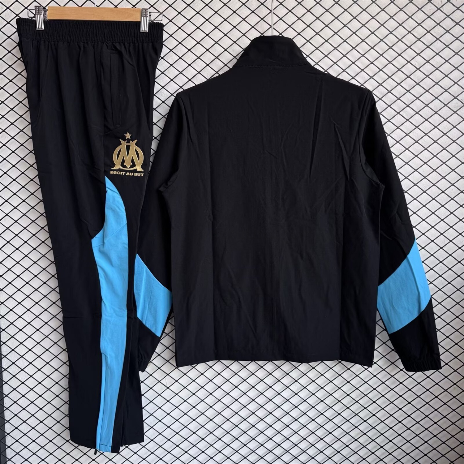 Marseille 25-26 Windbreaker Training Set - Blue Black Top and Pants - UnitedFutballJersey