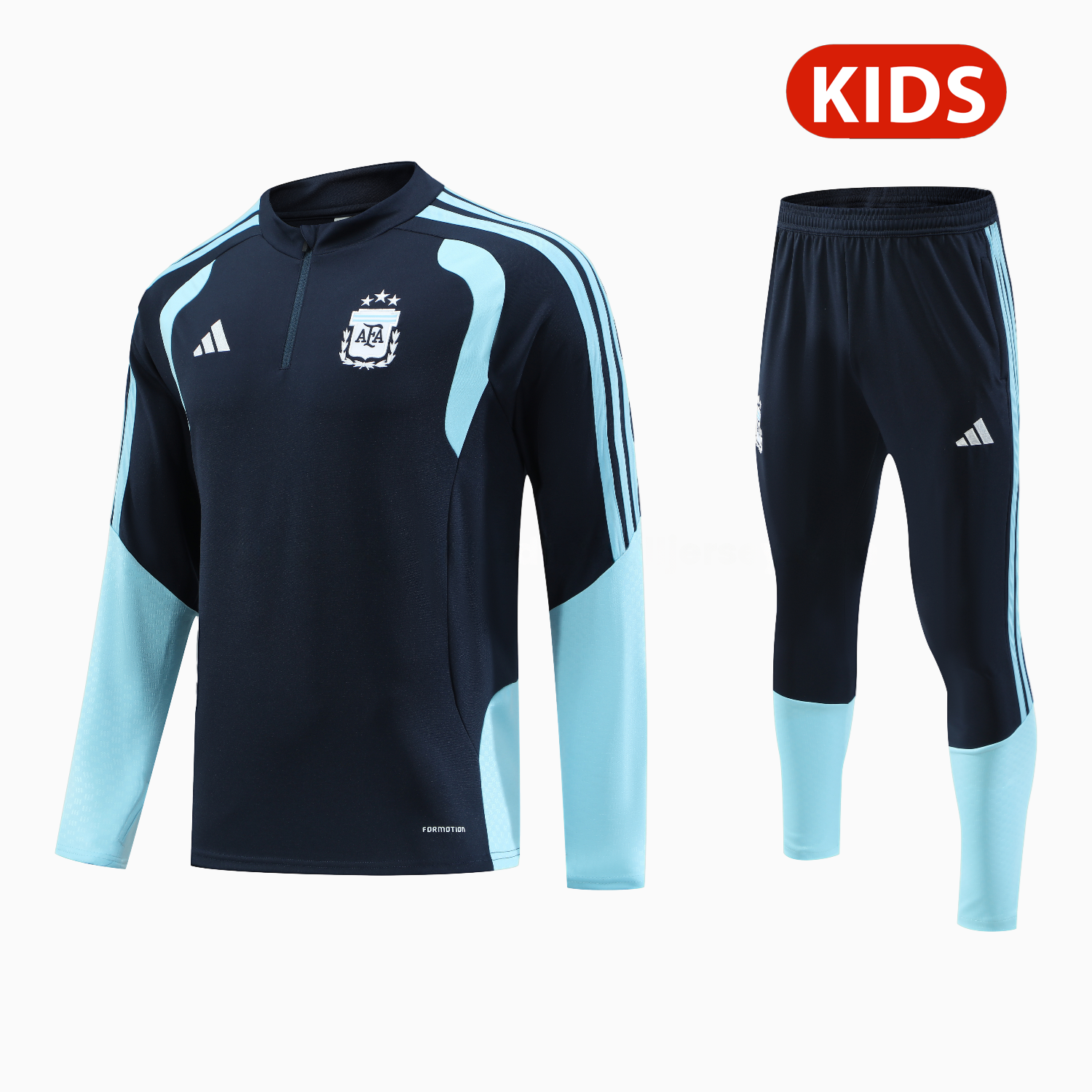 Argentina 2026 Kids Long Sleeve Training Set - Blue Black Top & Pants - UnitedFutballJersey