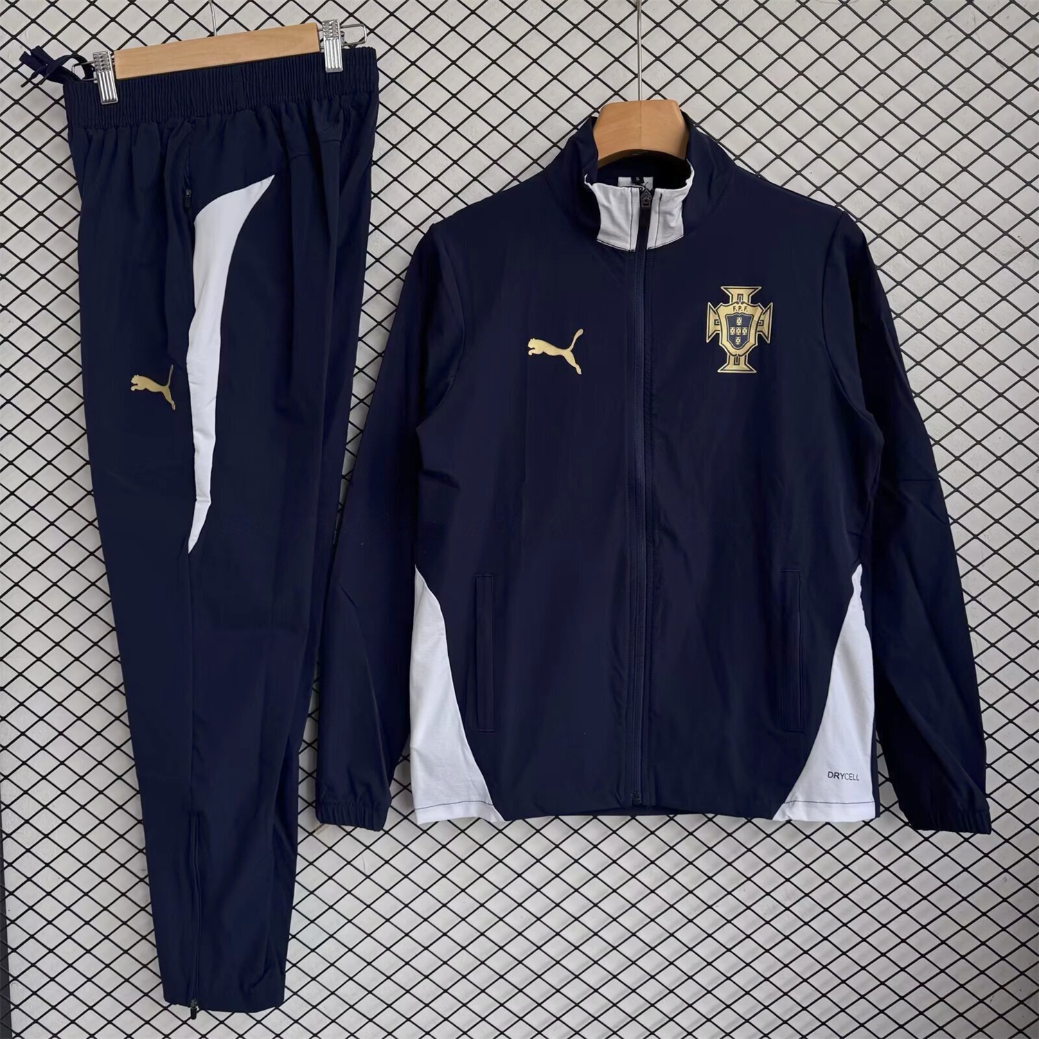 Portugal 25-26 Windbreaker Training Set - Black White Top and Pants - UnitedFutballJersey